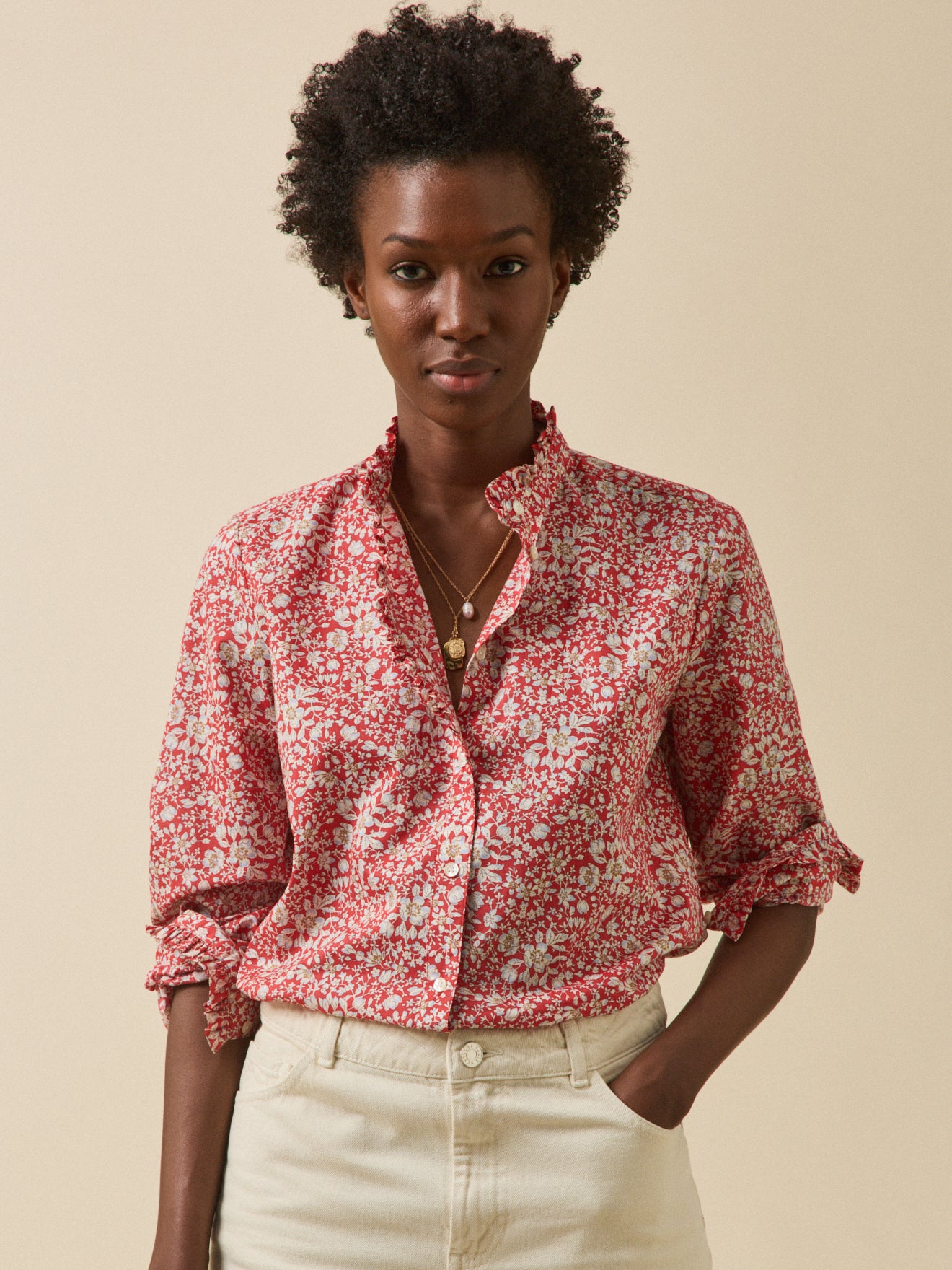 Chemise col volanté femme tissu Liberty - Limited Collection