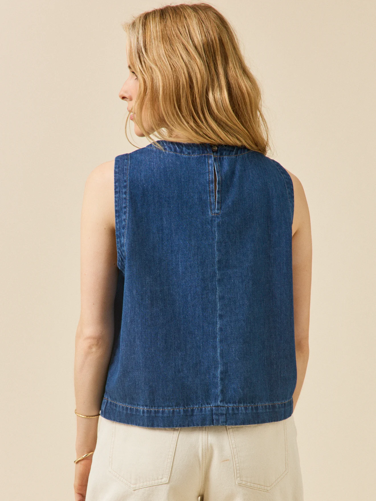 Top sans manches jean femme coton biologique - Image 2