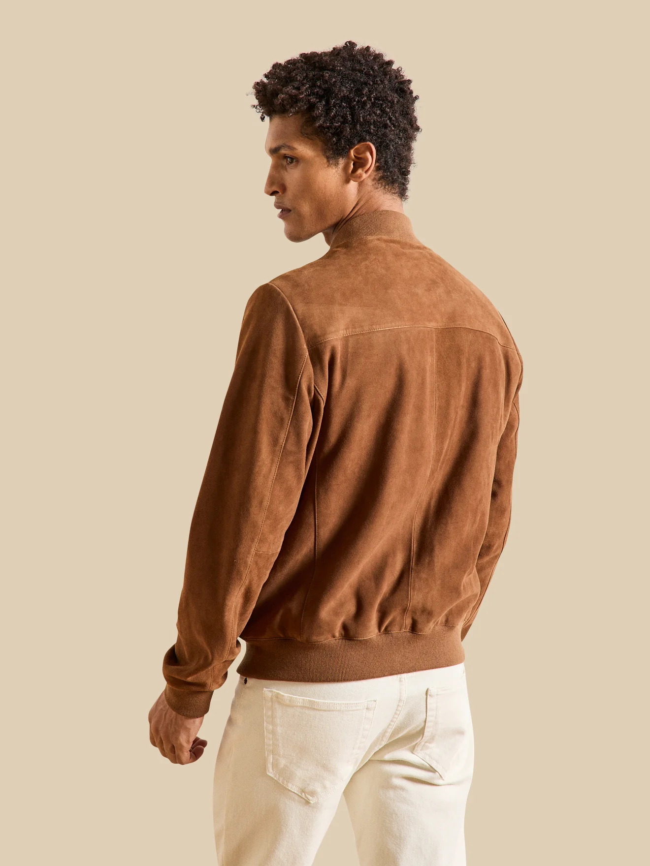 Blouson zippé cuir velours homme - Image 3