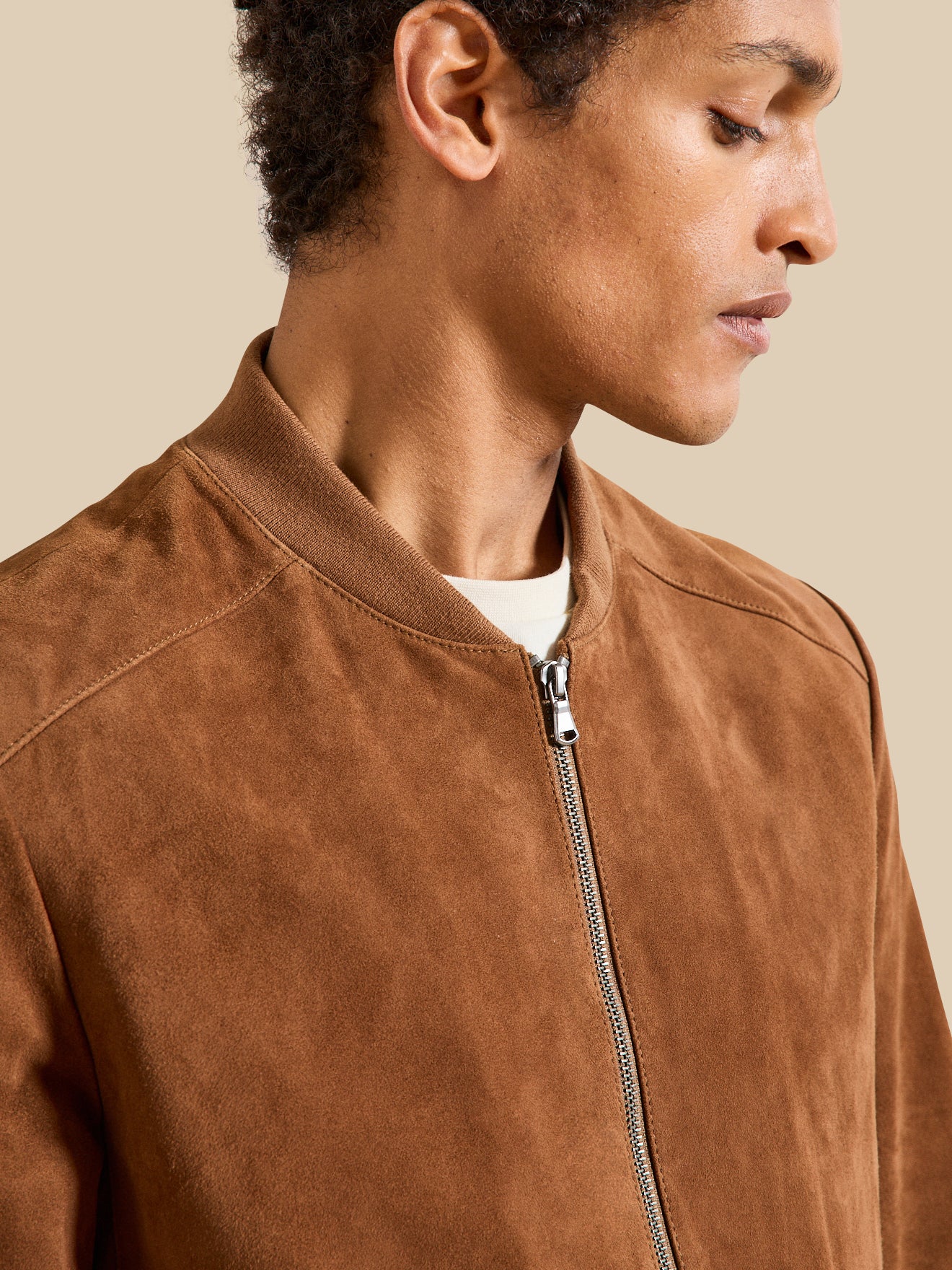 Blouson zippé cuir velours homme - Image 4