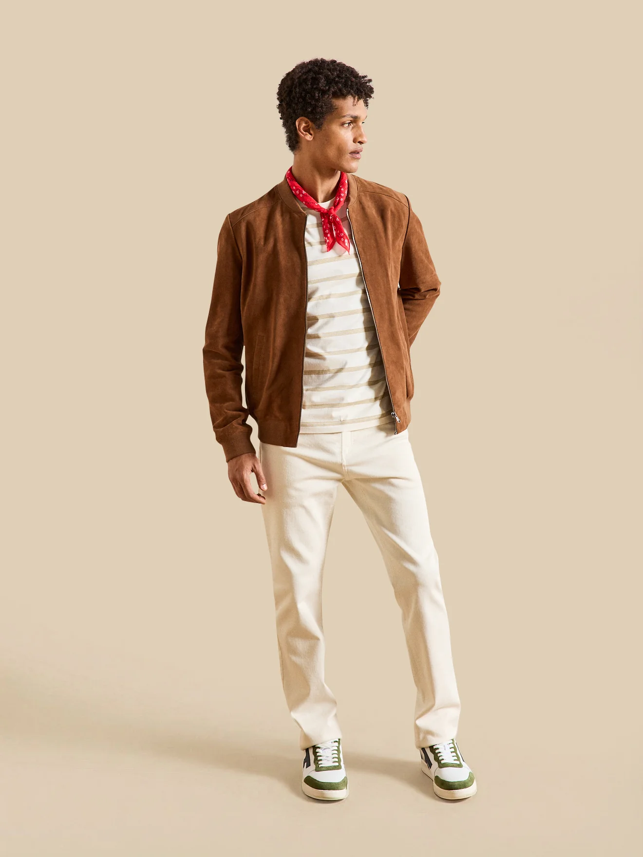 Blouson zippé cuir velours homme - Image 6