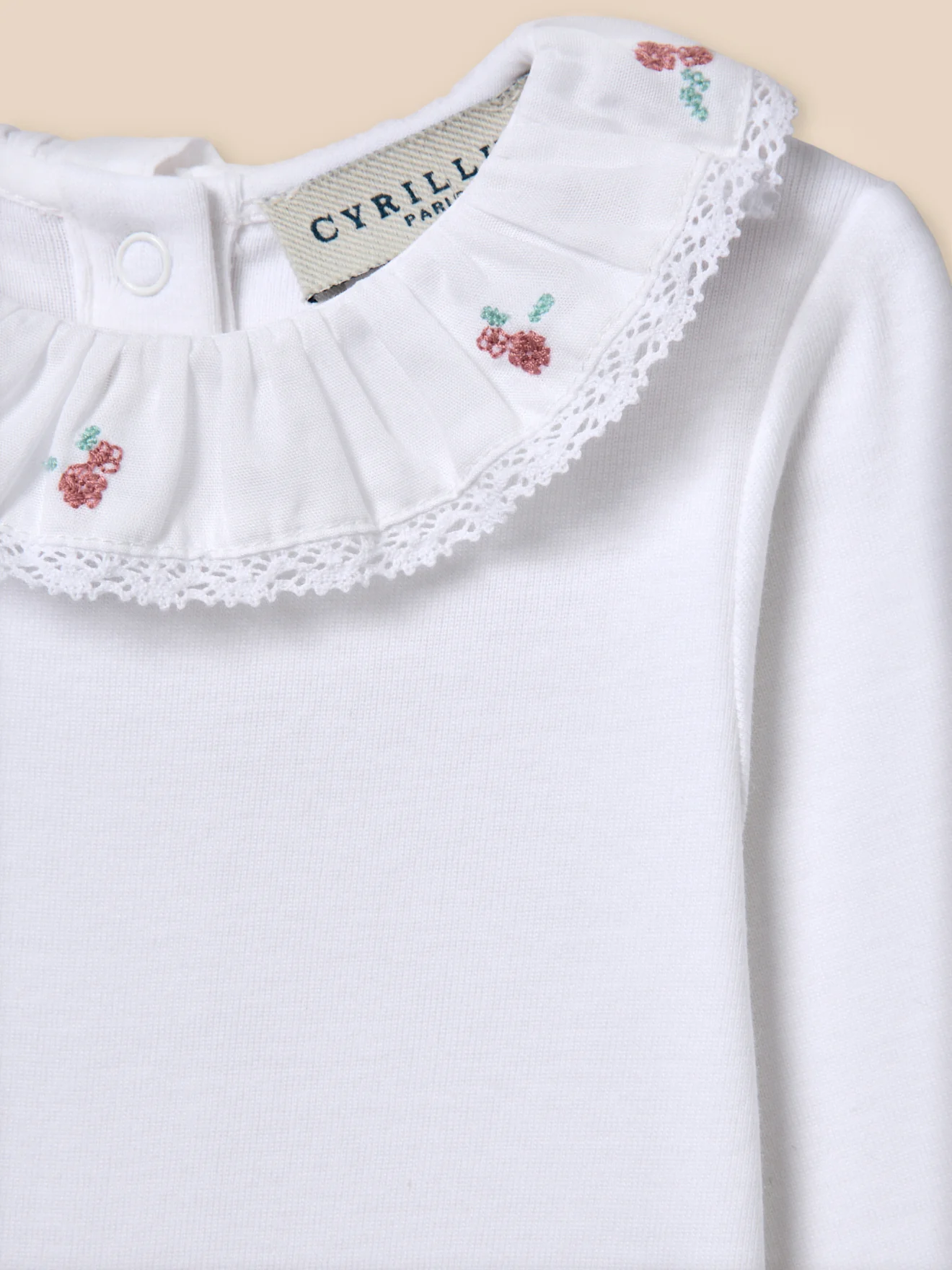 Body Bébé col en broderie anglaise - Coton biologique - Image 3