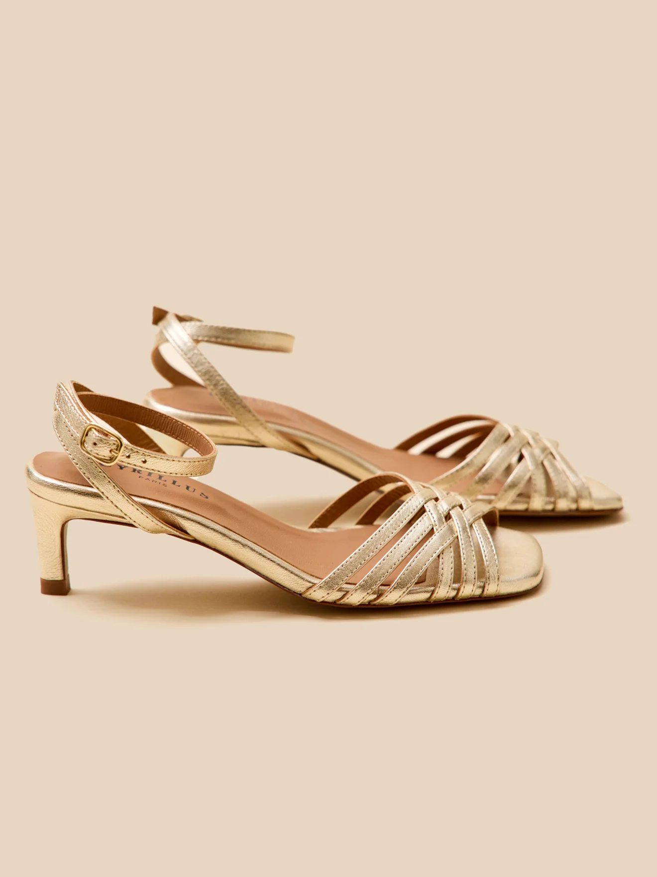 Sandales à talon cuir métallisé femme - Image 10