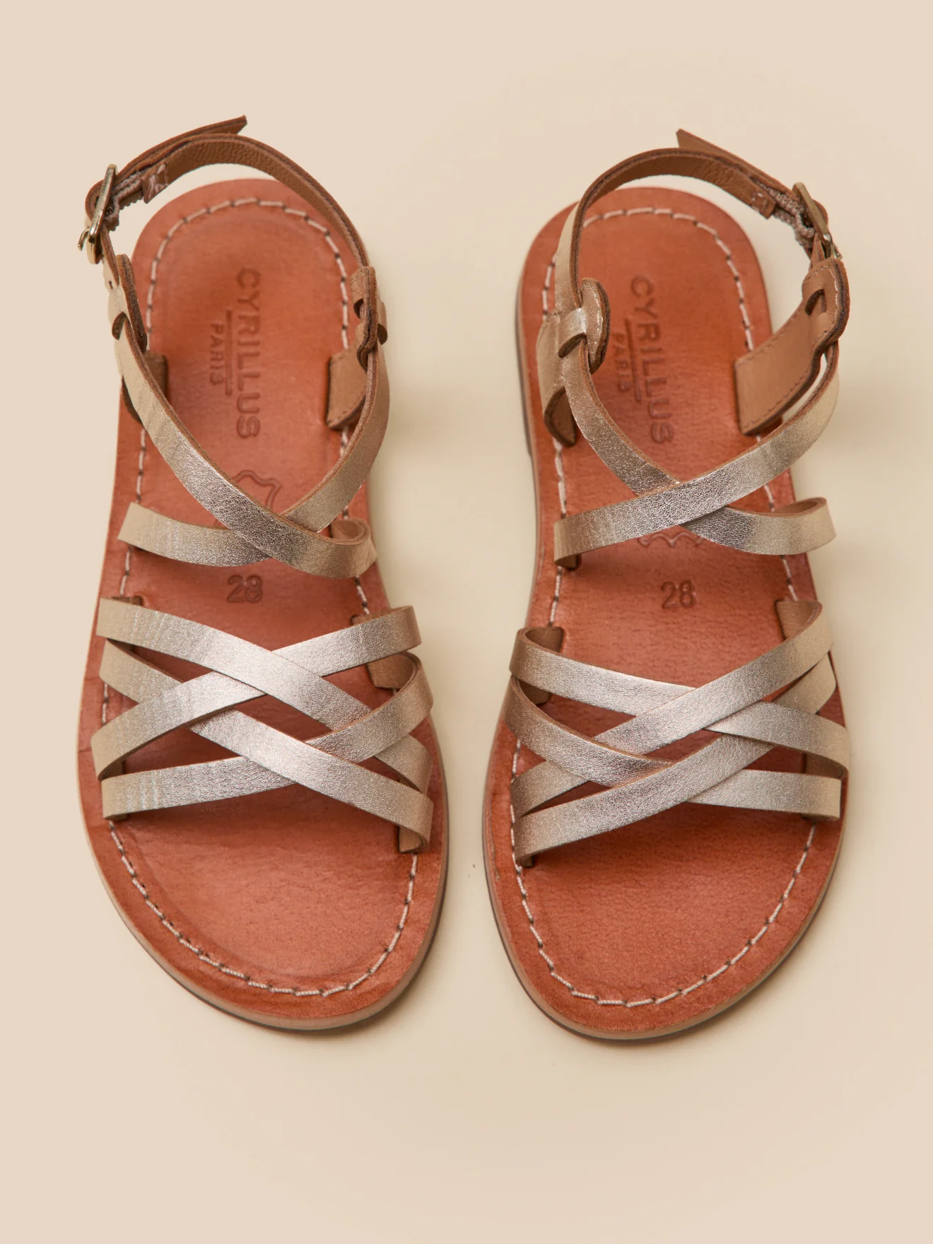 Sandales dorées Fille en cuir - Image 5