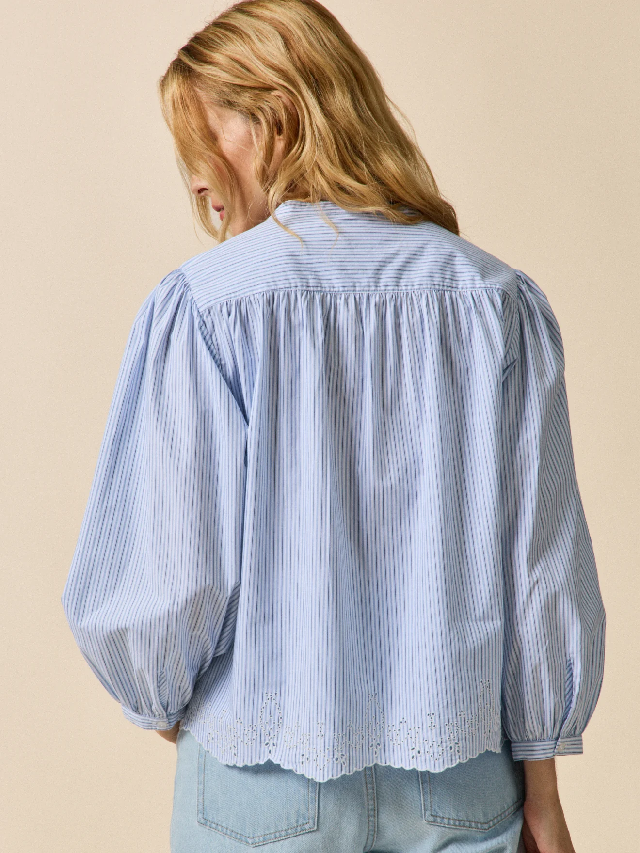 Blouse rayée brodée femme - Image 2