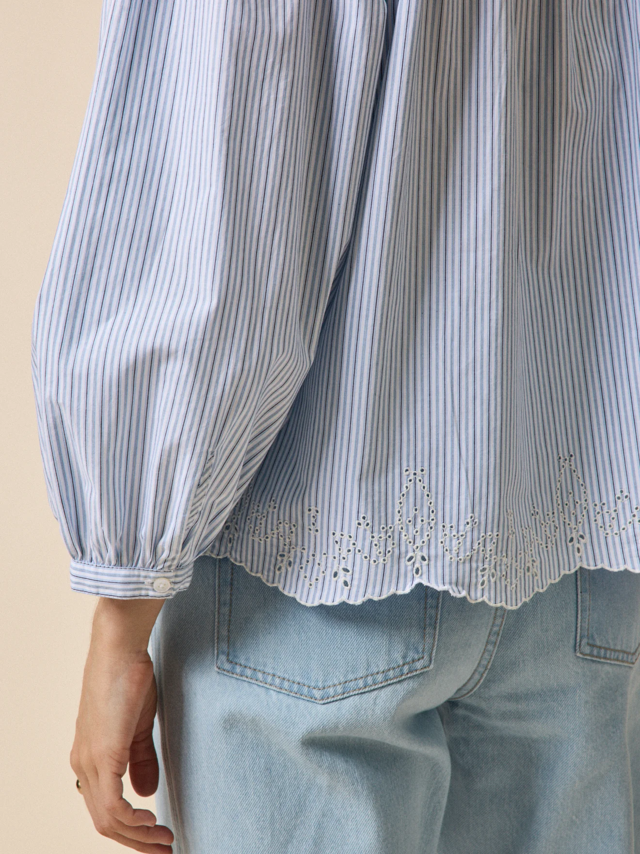 Blouse rayée brodée femme - Image 4