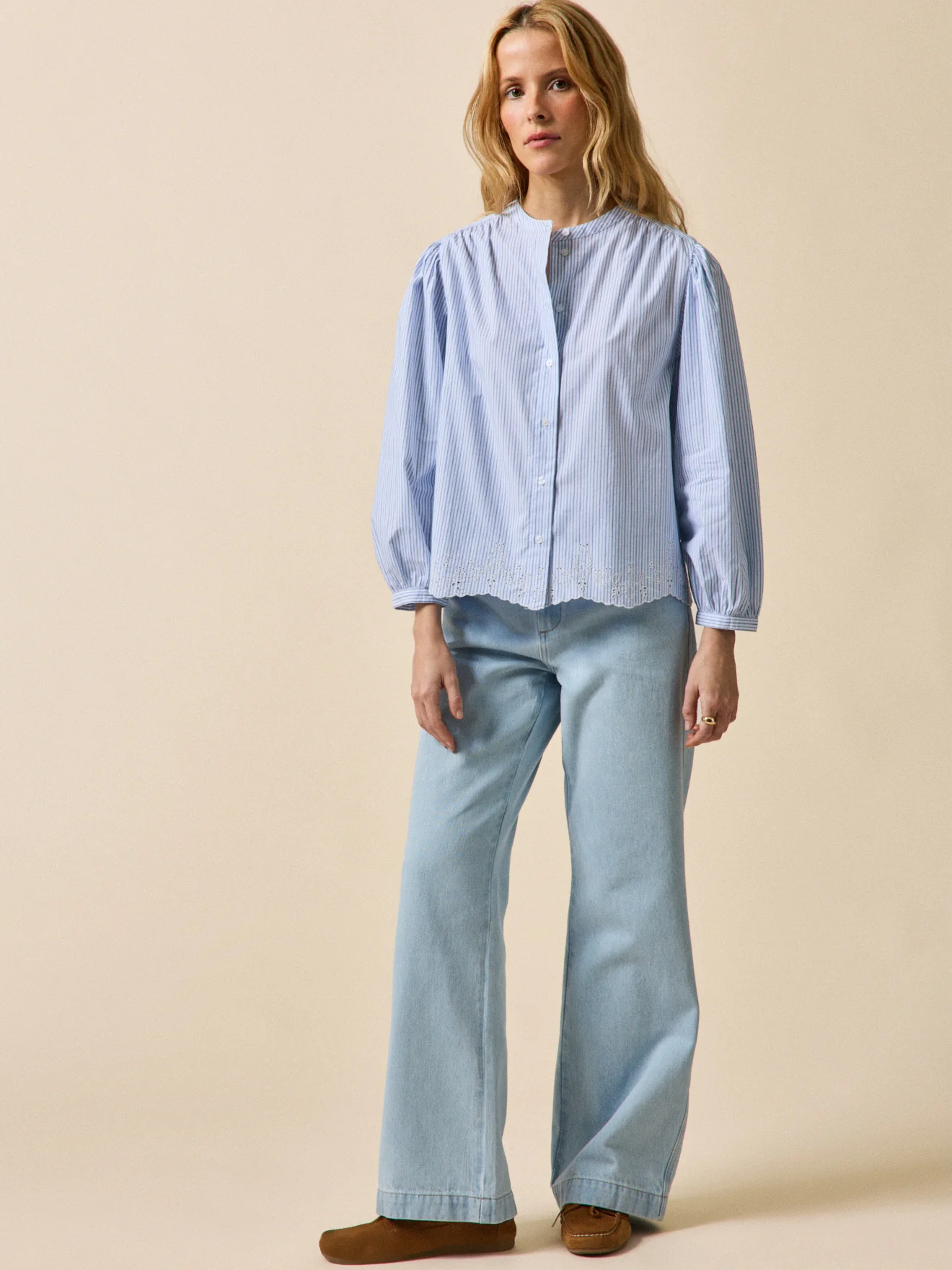 Blouse rayée brodée femme - Image 5
