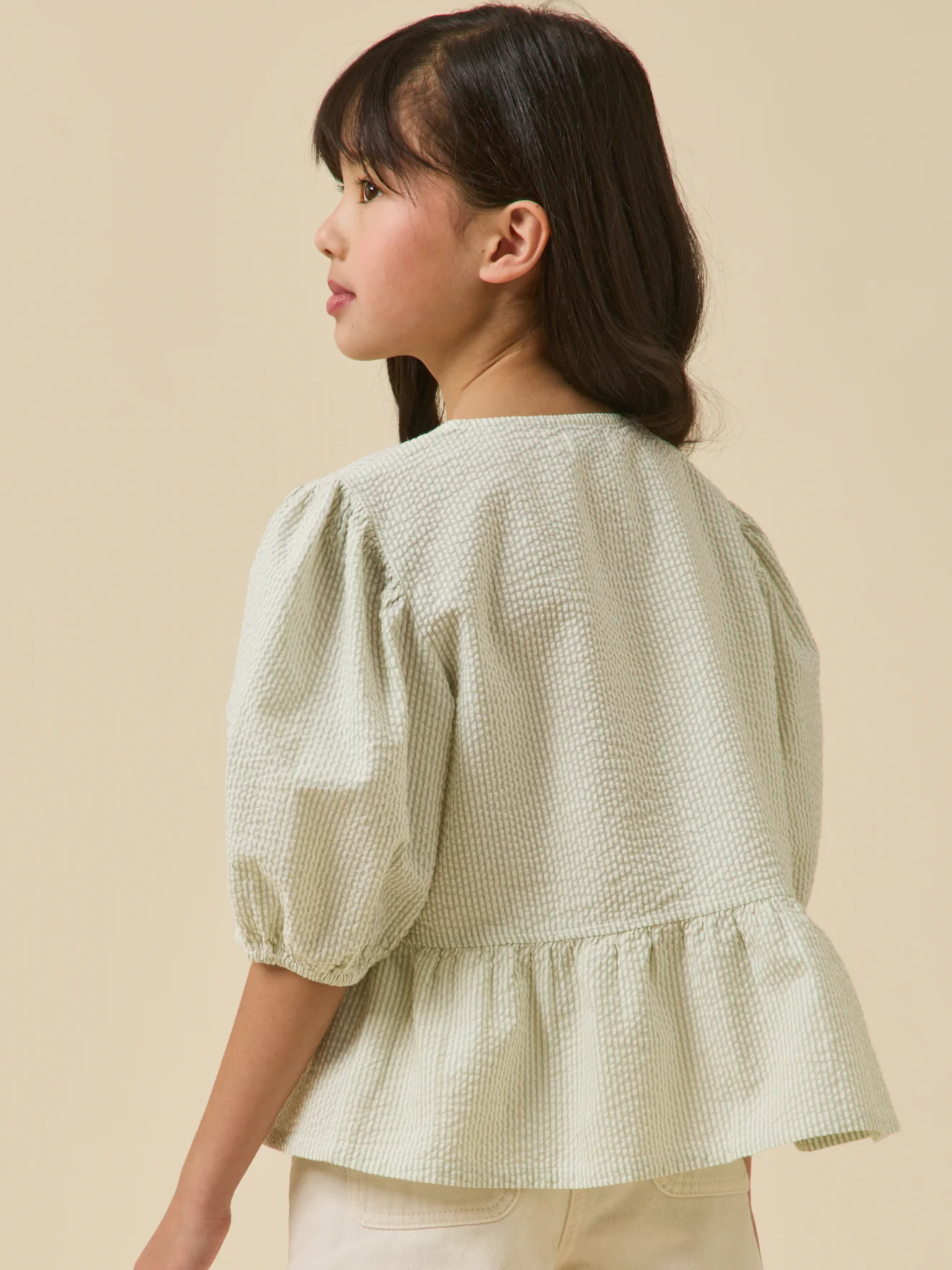 Blouse rayée en seersucker Fille - Image 2
