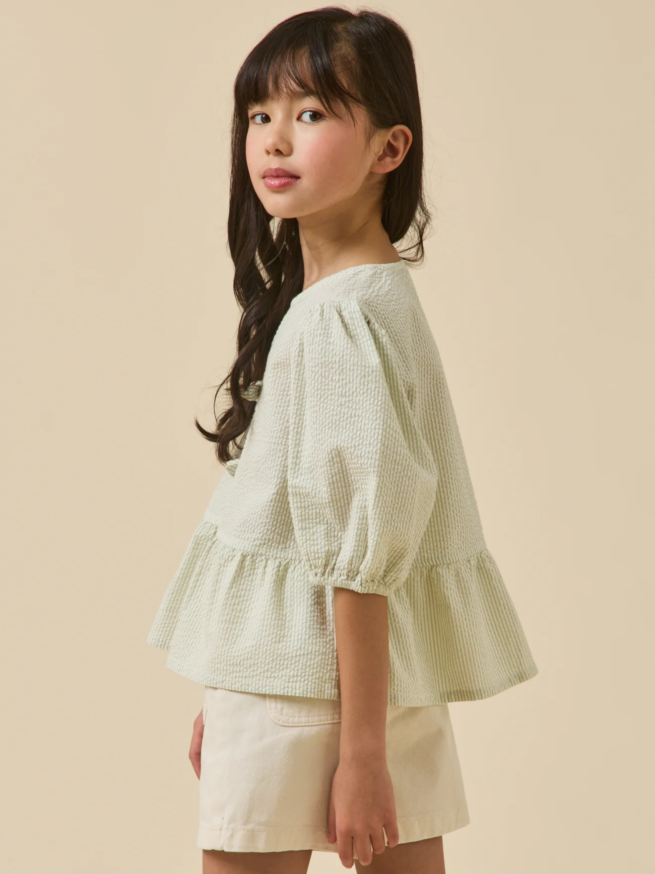 Blouse rayée en seersucker Fille - Image 4