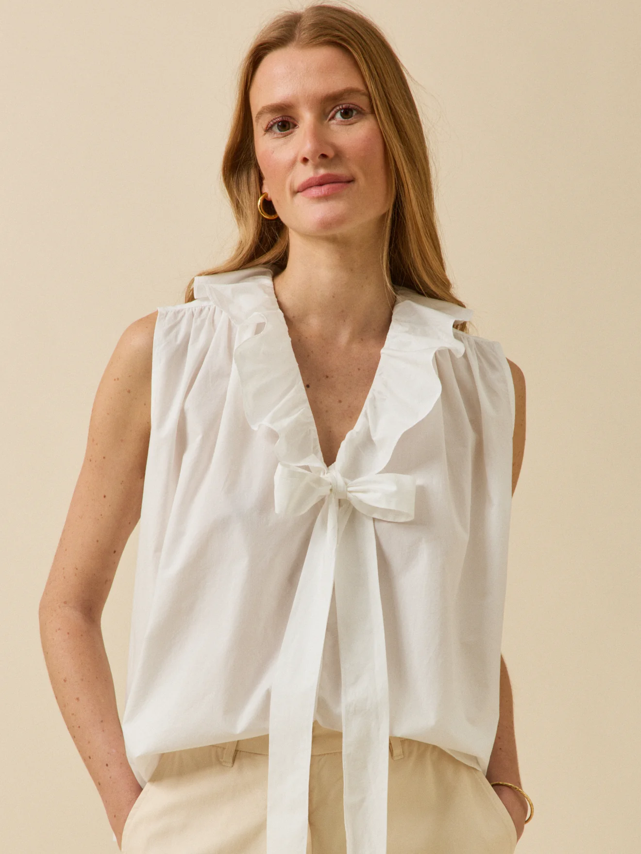 Top volanté sans manches femme coton biologique
