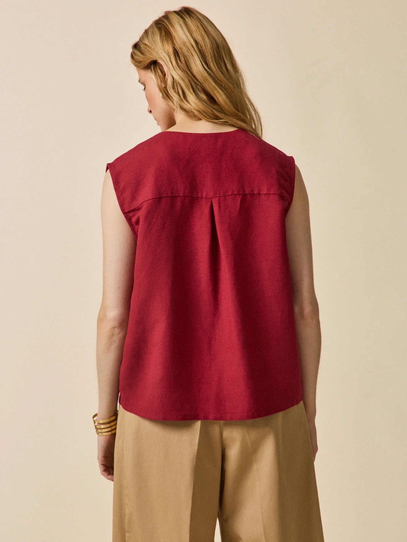 Top boutonné lin et viscose femme - Image 3