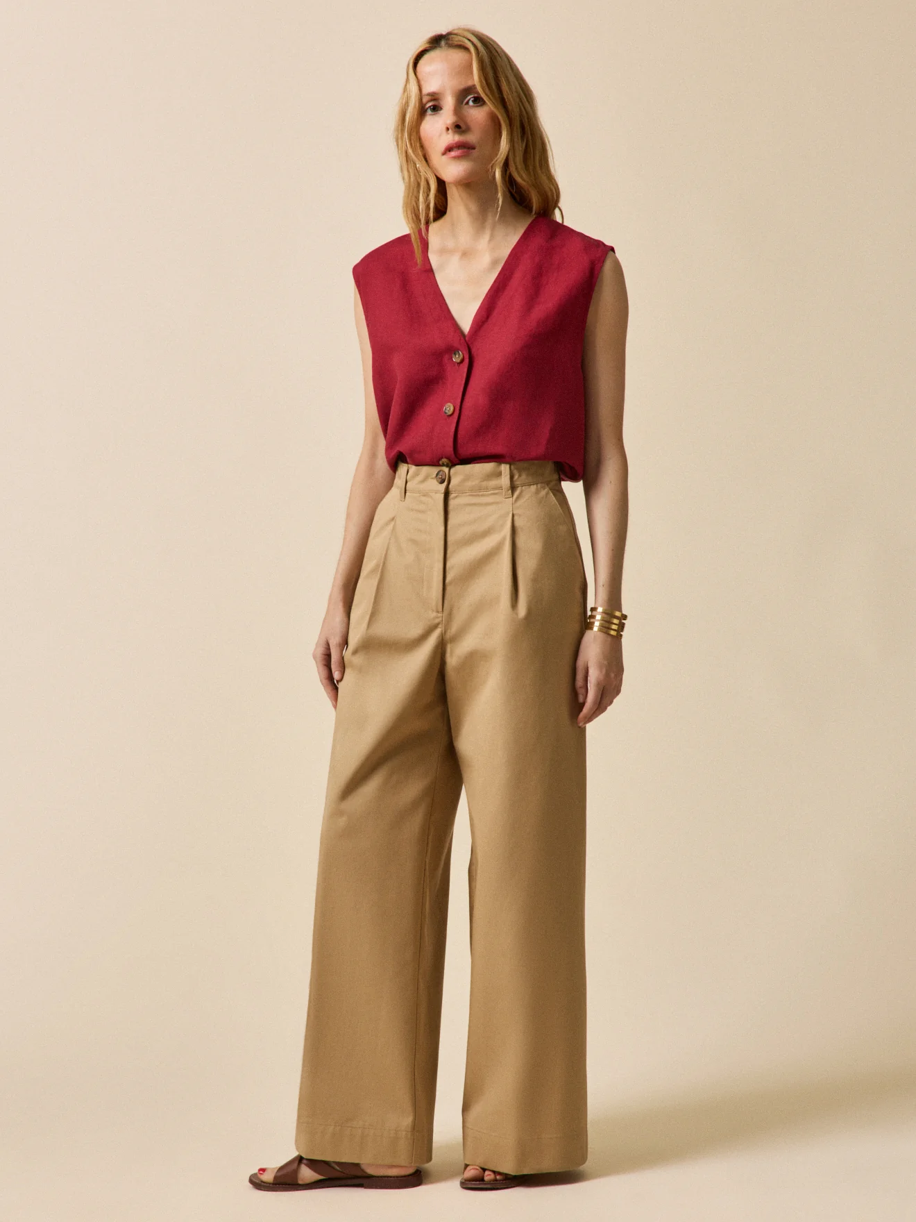 Top boutonné lin et viscose femme - Image 5