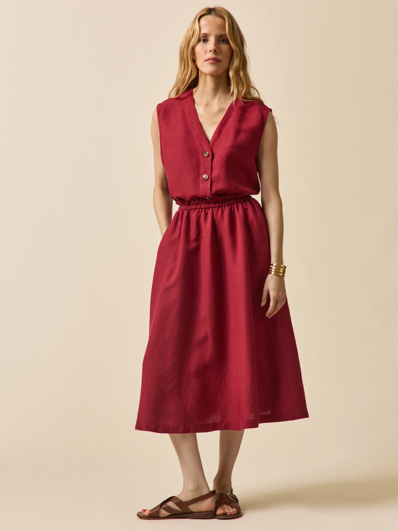 Top boutonné lin et viscose femme - Image 6