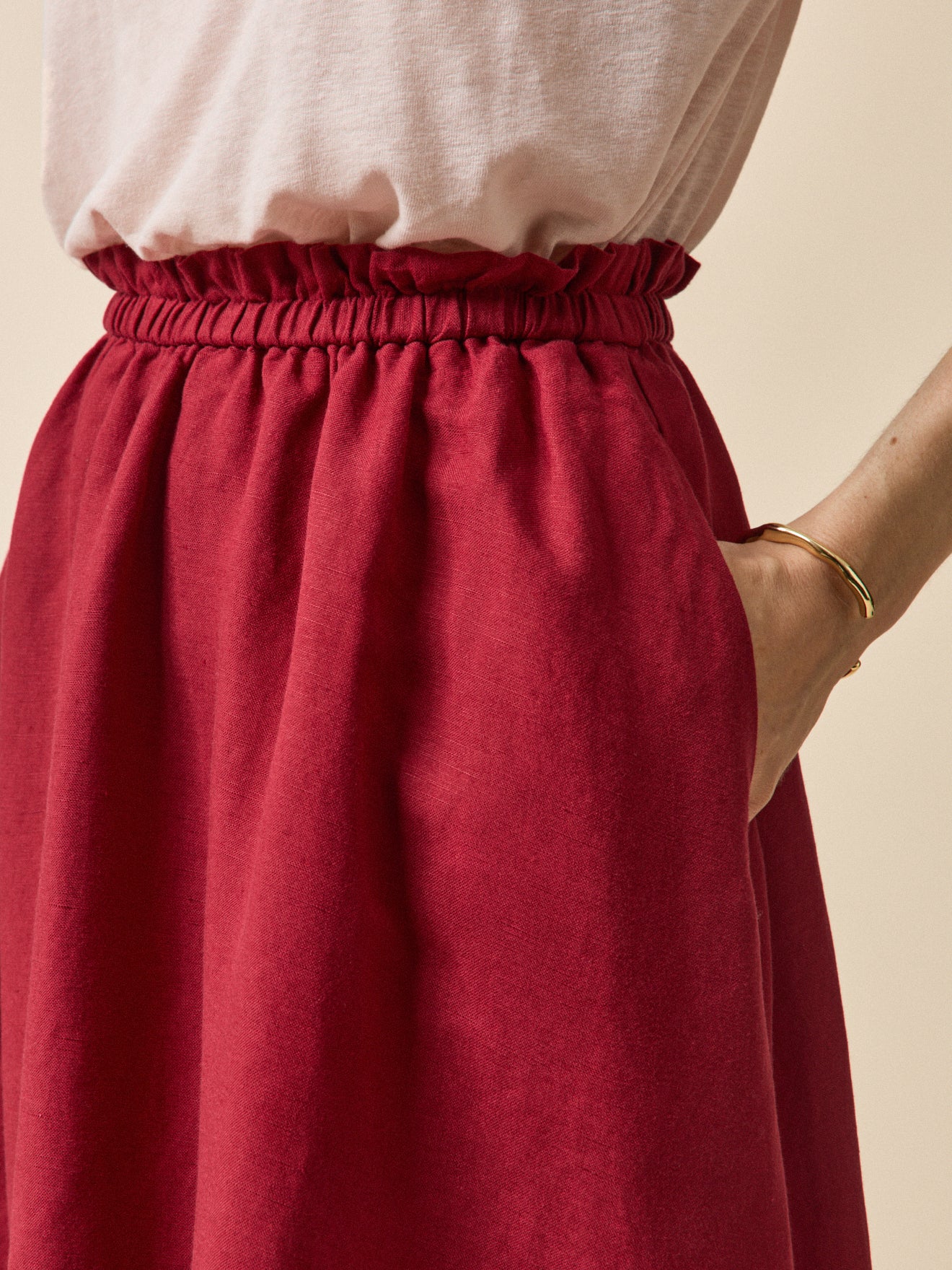 Jupe mi-longue lin et viscose femme - Image 3