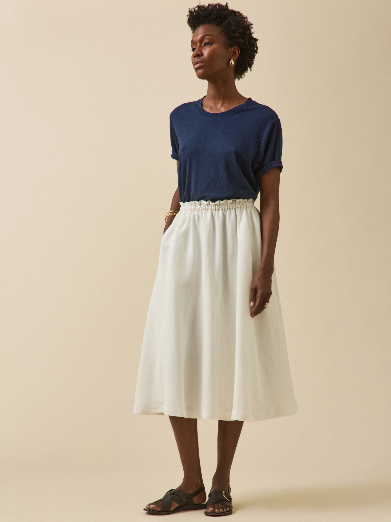 Jupe mi-longue lin et viscose femme - Image 4