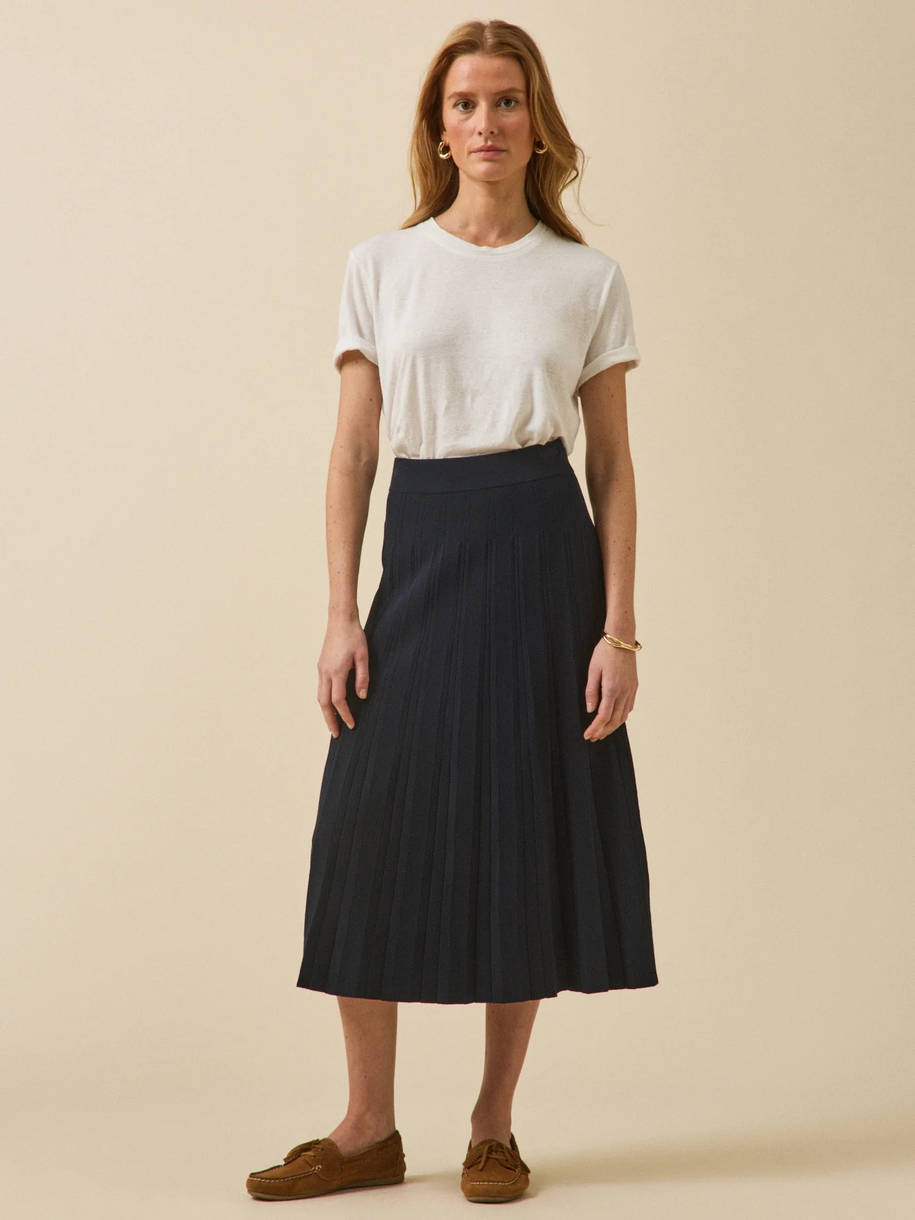 Jupe mi-longue maille plissée femme - Image 4