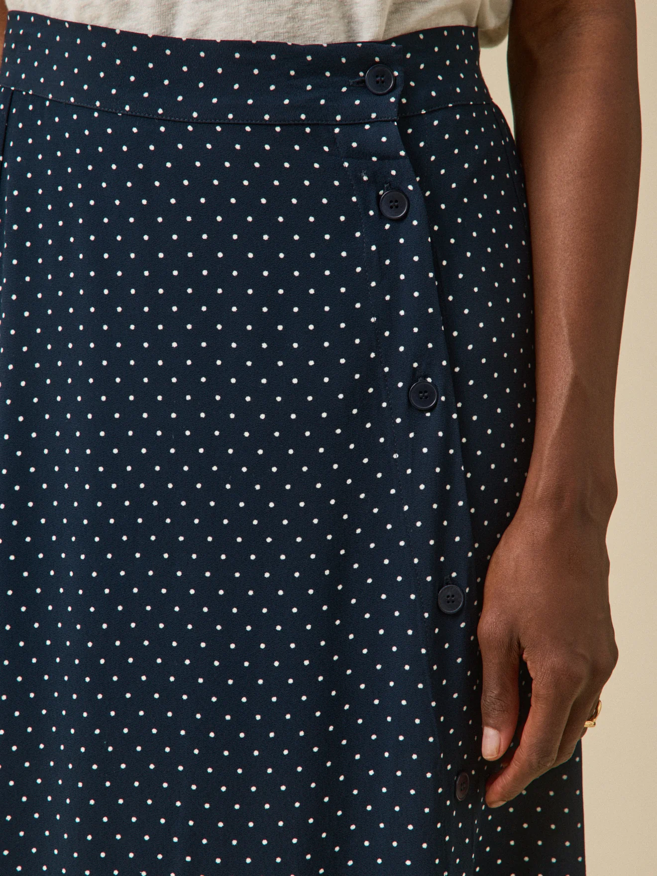 Jupe mi-longue femme viscose imprimé pois - Image 3