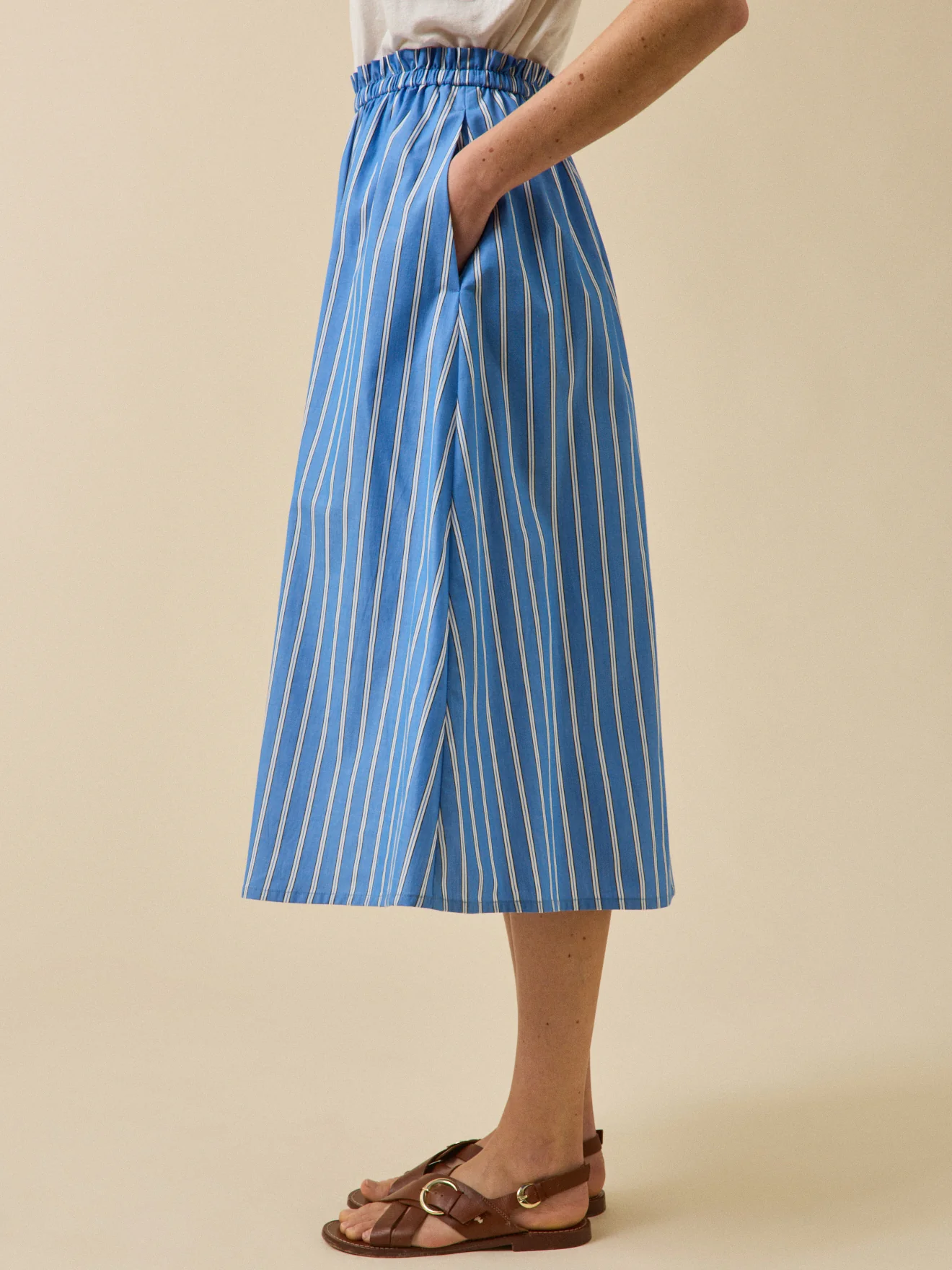 Jupe longue coton rayé femme - Image 4