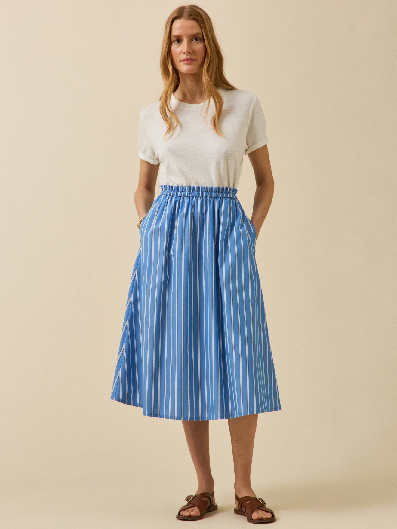 Jupe longue coton rayé femme - Image 5
