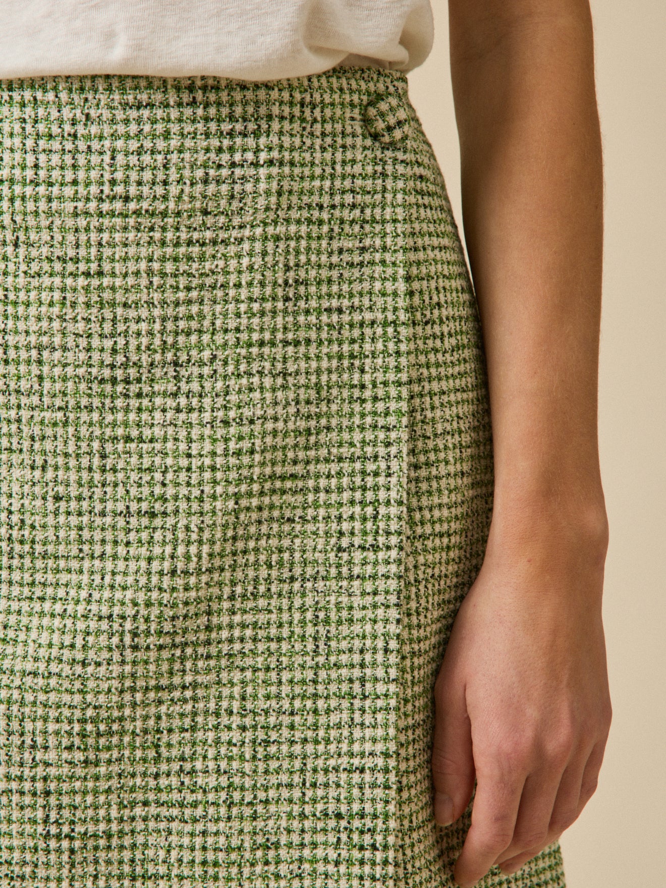 Jupe courte portefeuille tweed carreaux femme - Image 4