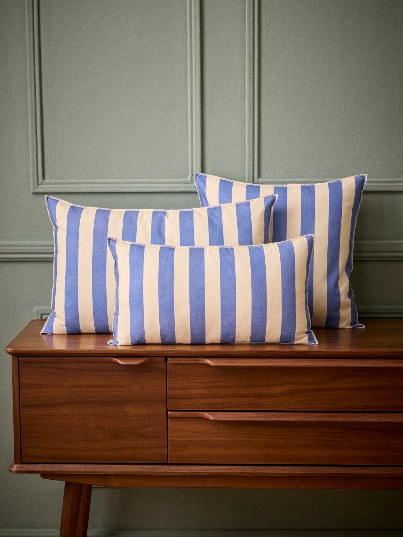 Housse de coussin rayée coton et lin
