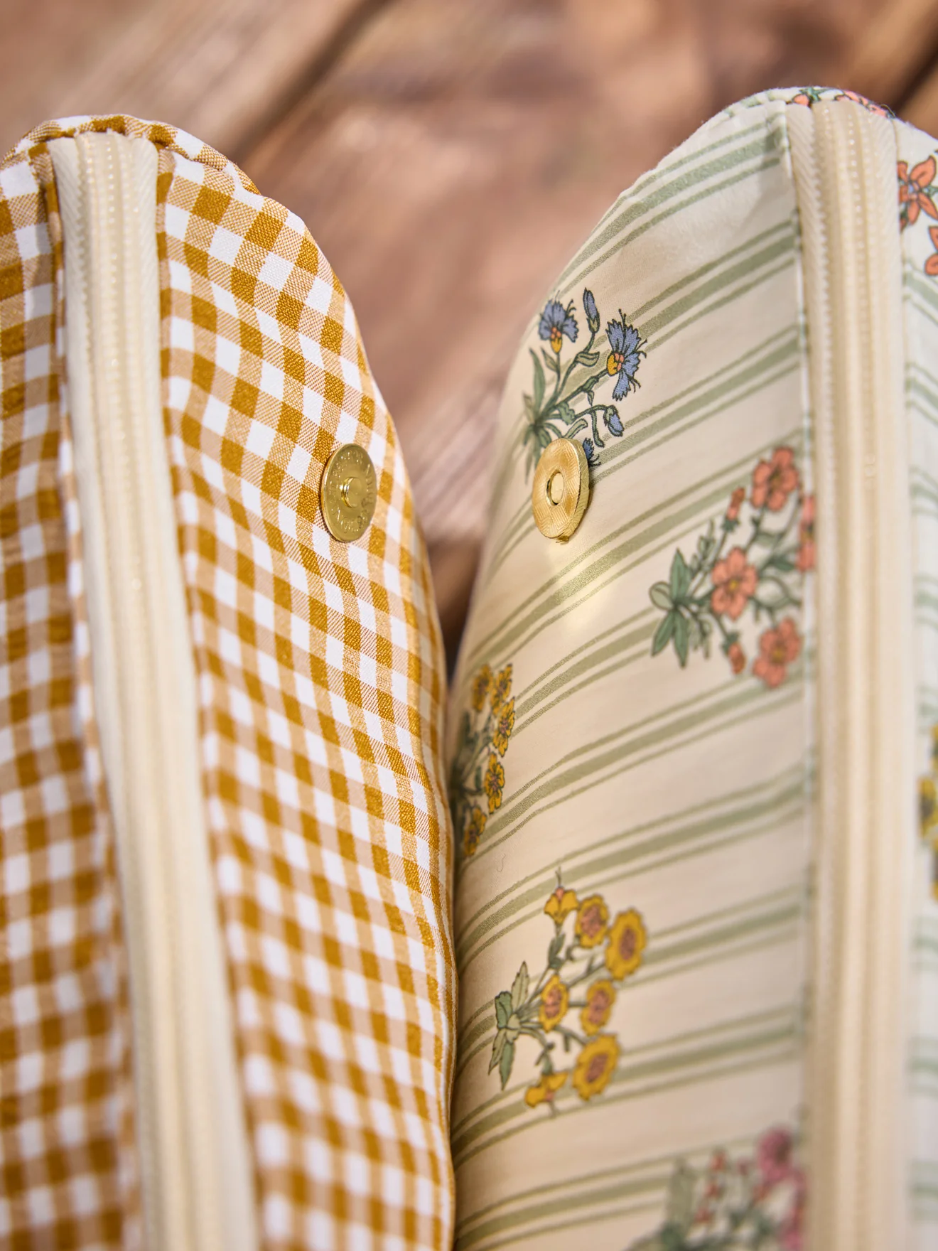 Double trousse de plage - imprimés vichy et Au Jardin - Image 3