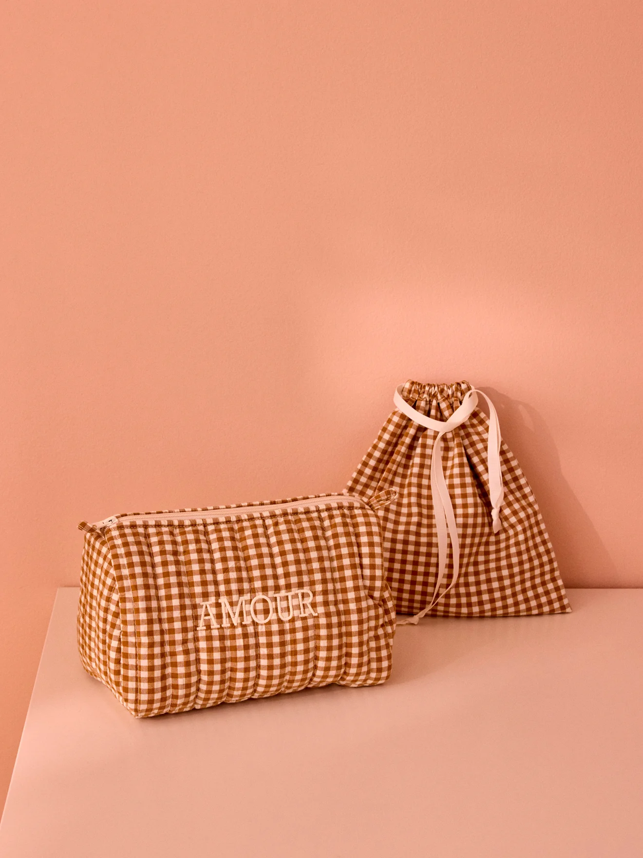 Trousse de toilette en coton vichy