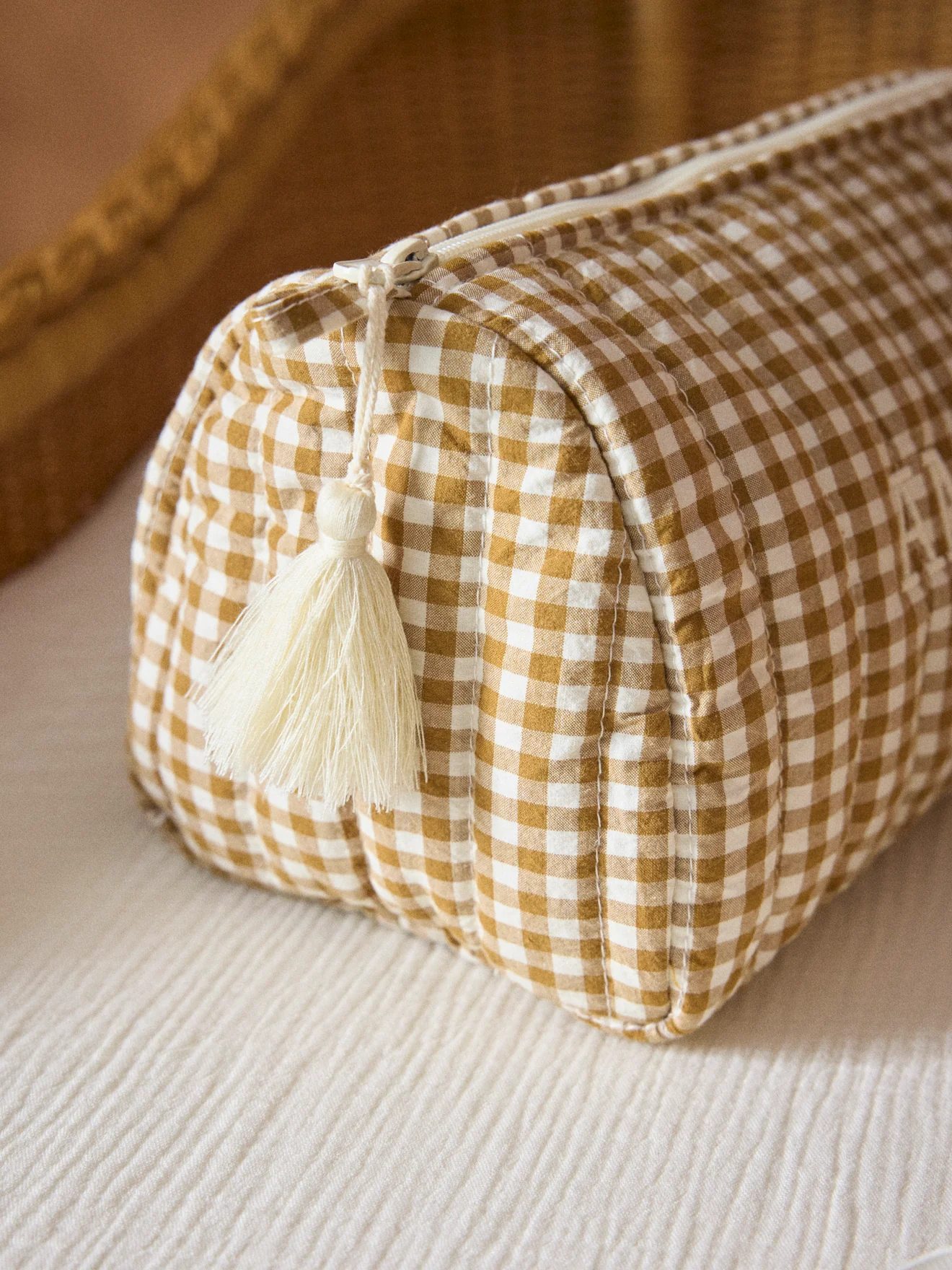 Trousse de toilette en coton vichy - Image 4