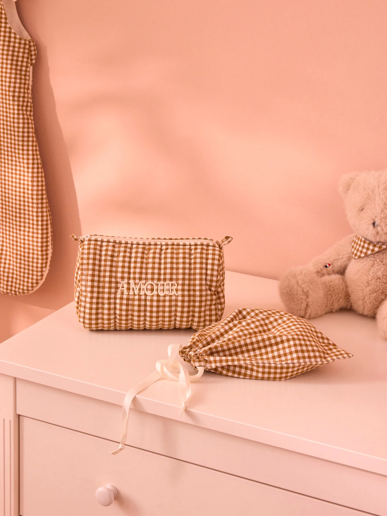 Trousse de toilette en coton vichy - Image 5