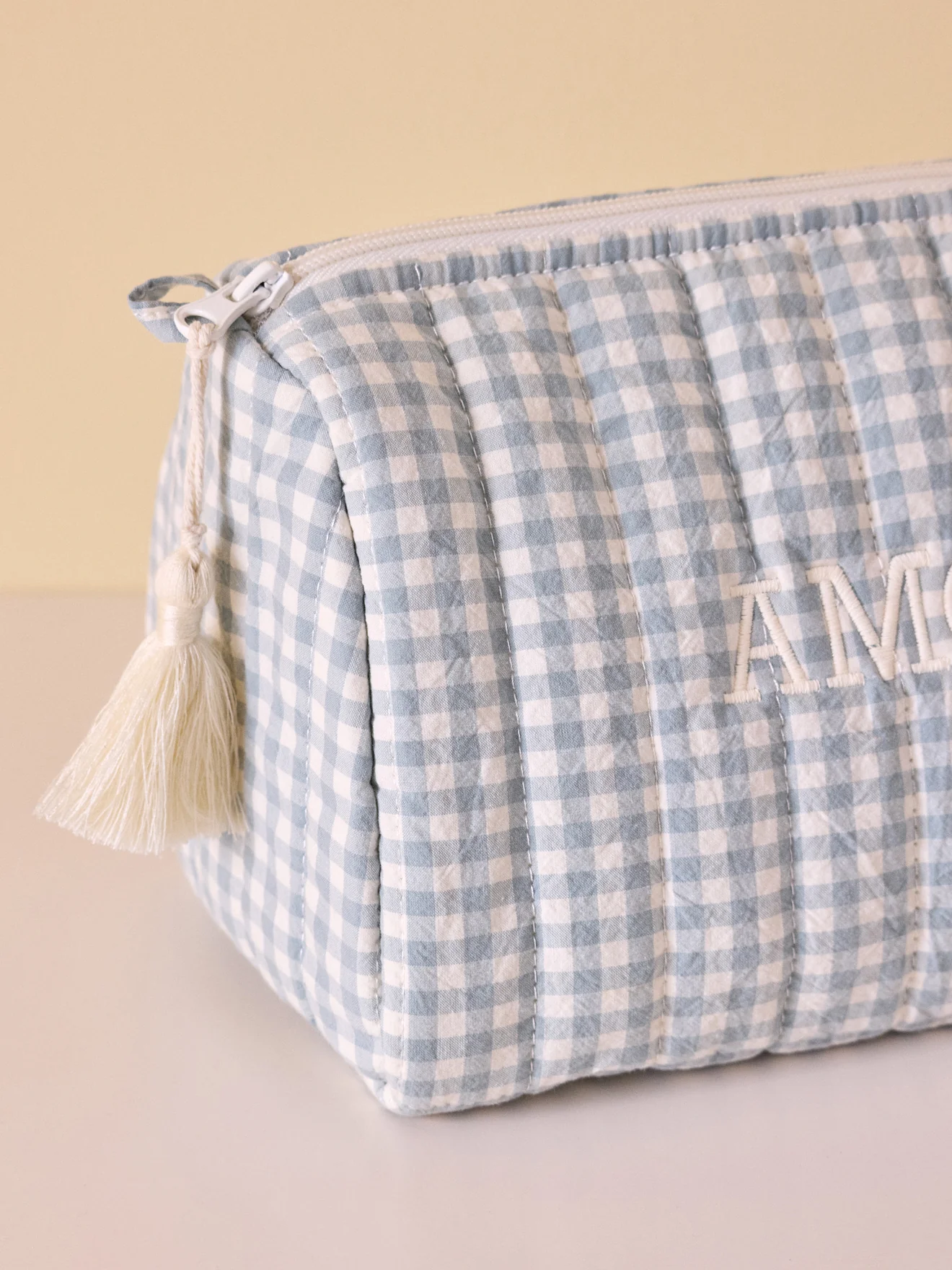 Trousse de toilette en coton vichy - Image 3