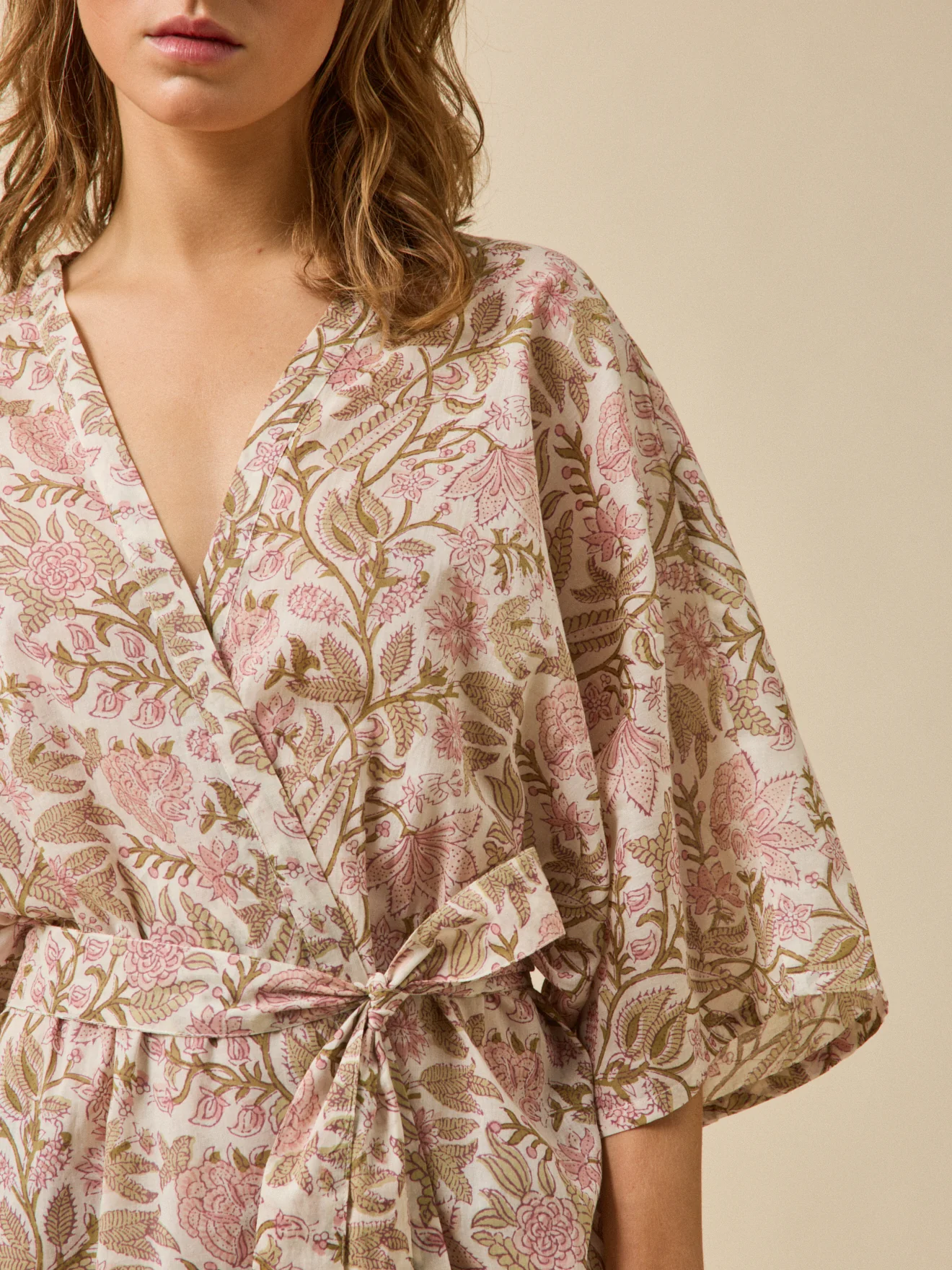 Kimono femme voile de coton indien - imprimé Indore - Image 3