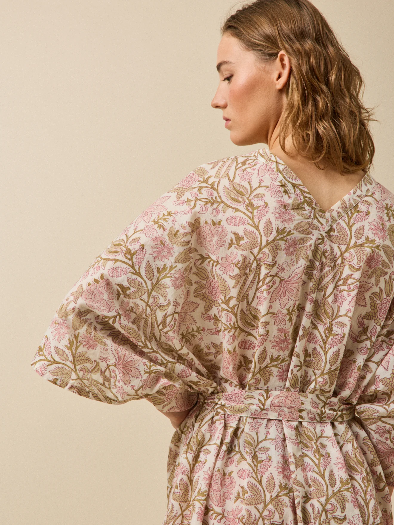 Kimono femme voile de coton indien - imprimé Indore - Image 4