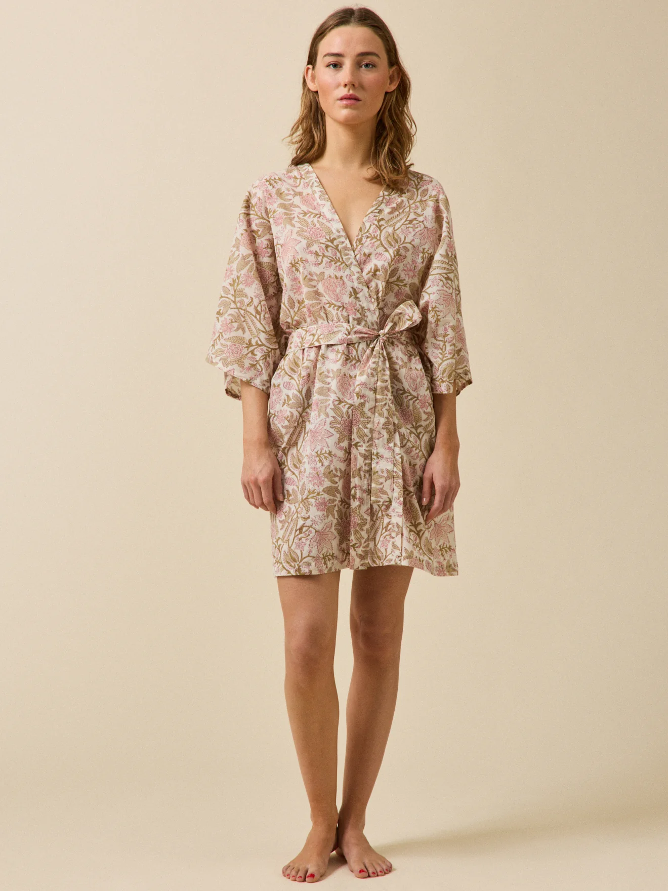 Kimono femme voile de coton indien - imprimé Indore - Image 6