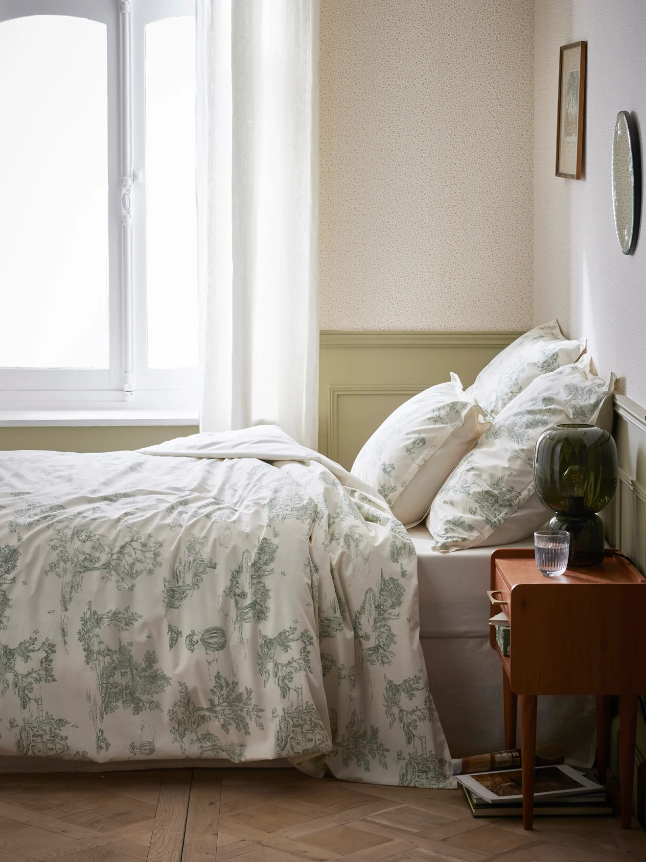 Housse de couette percale de coton "Esprit toile de Jouy"