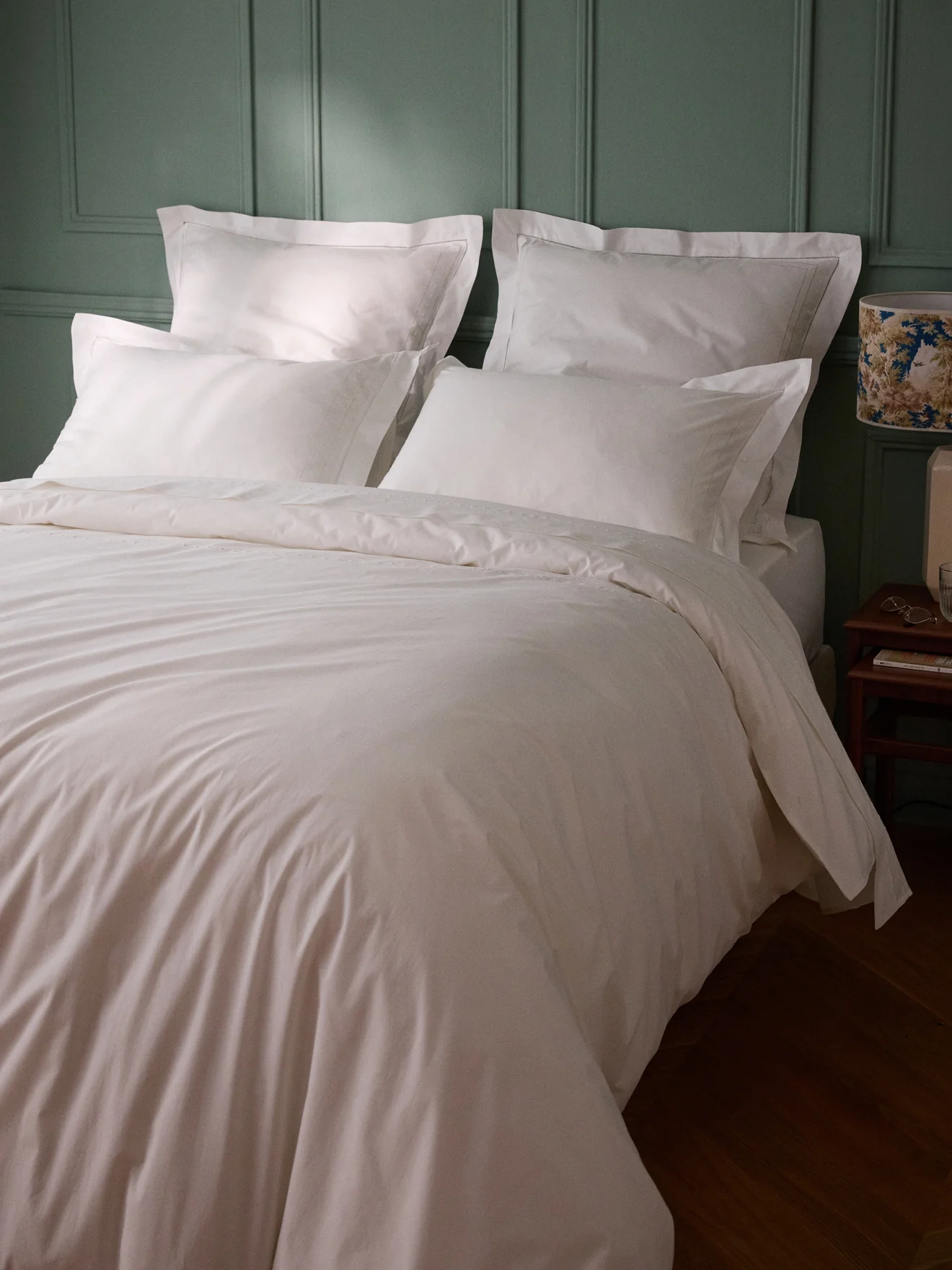 Housse de couette percale de coton brodée "Aglaé"