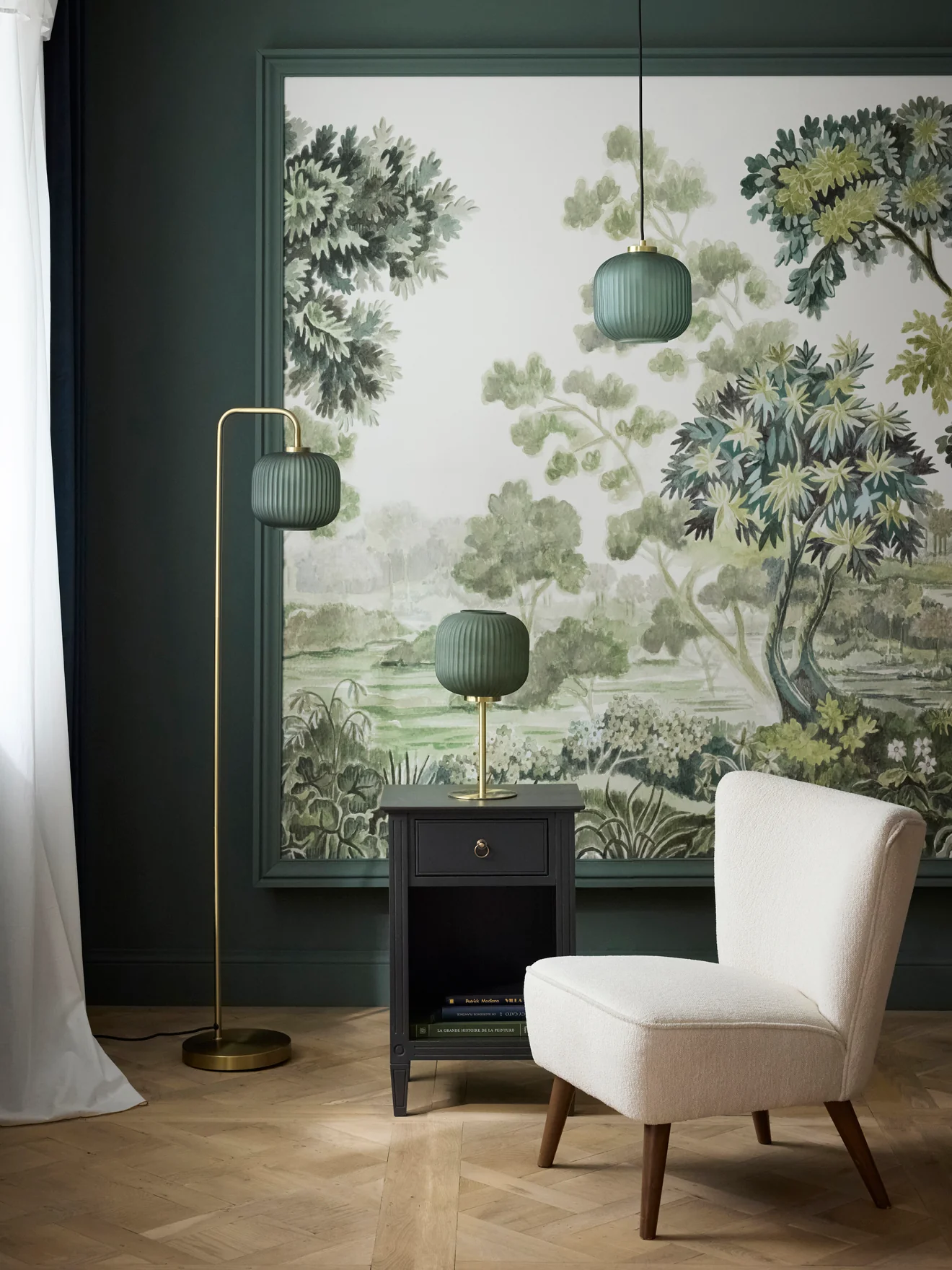 Lampadaire Arsène en métal et verre strié - Image 2