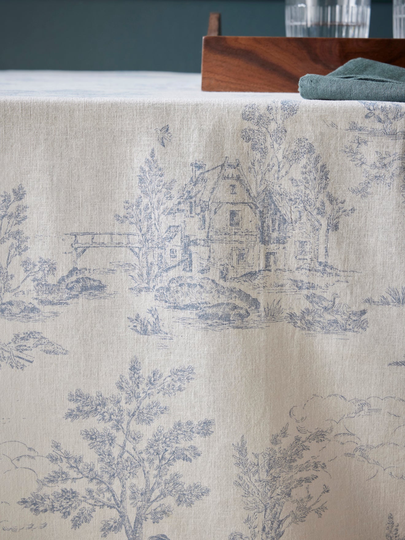 Nappe esprit jouy en coton tramé aspect lin - Image 2