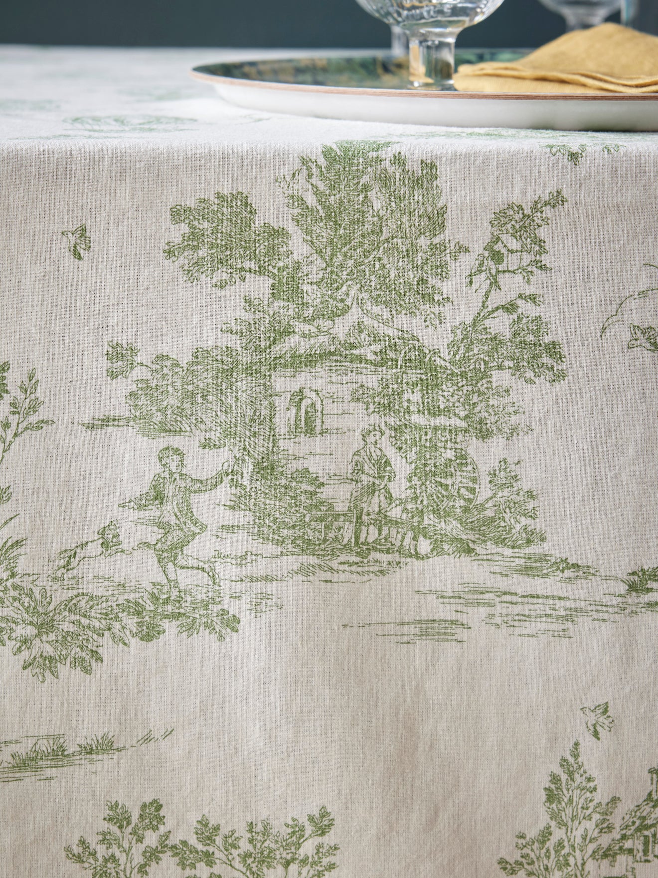 Nappe esprit jouy en coton tramé aspect lin - Image 2