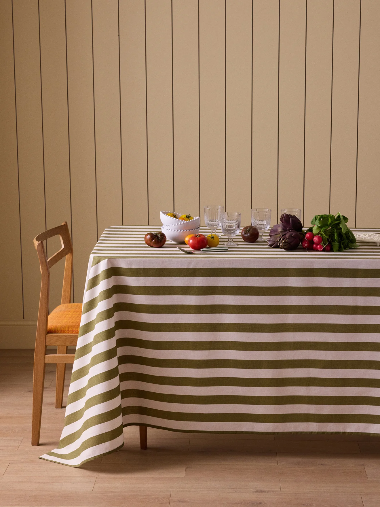 Nappe rayée en coton tramé aspect lin - Image 4