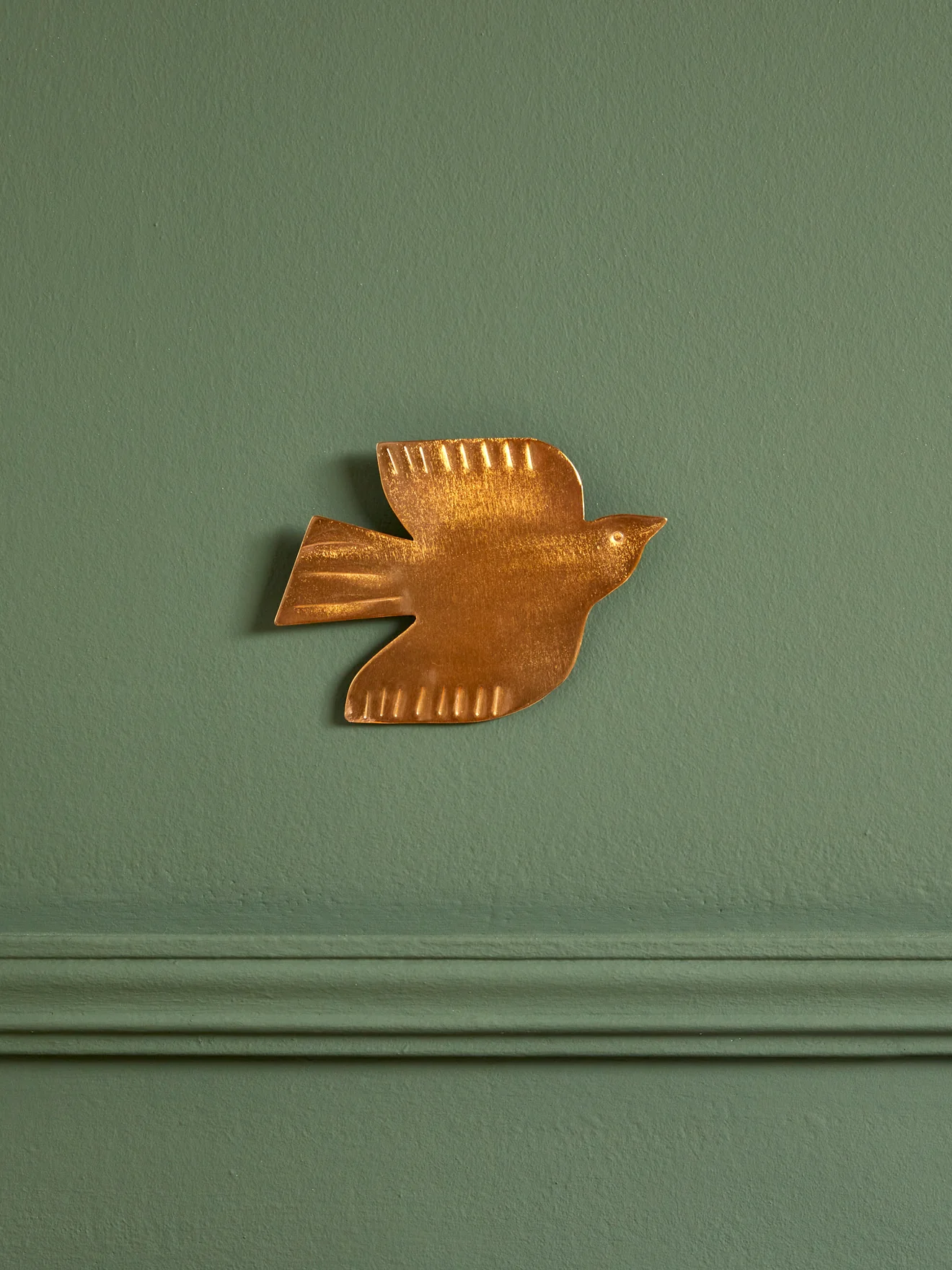 Déco murale oiseau laiton