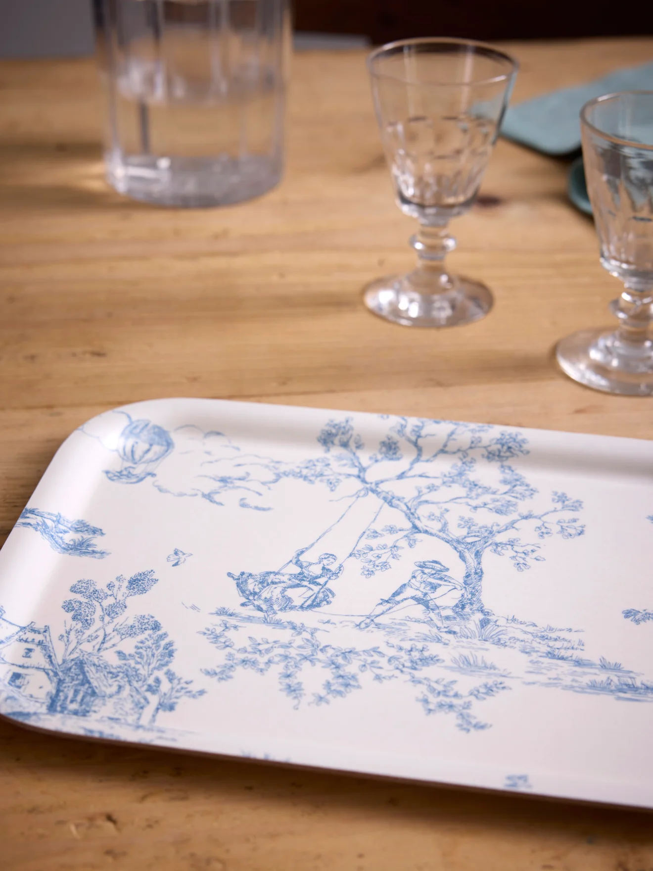Plateau en bois "Esprit Jouy" - Petit modèle - Image 4