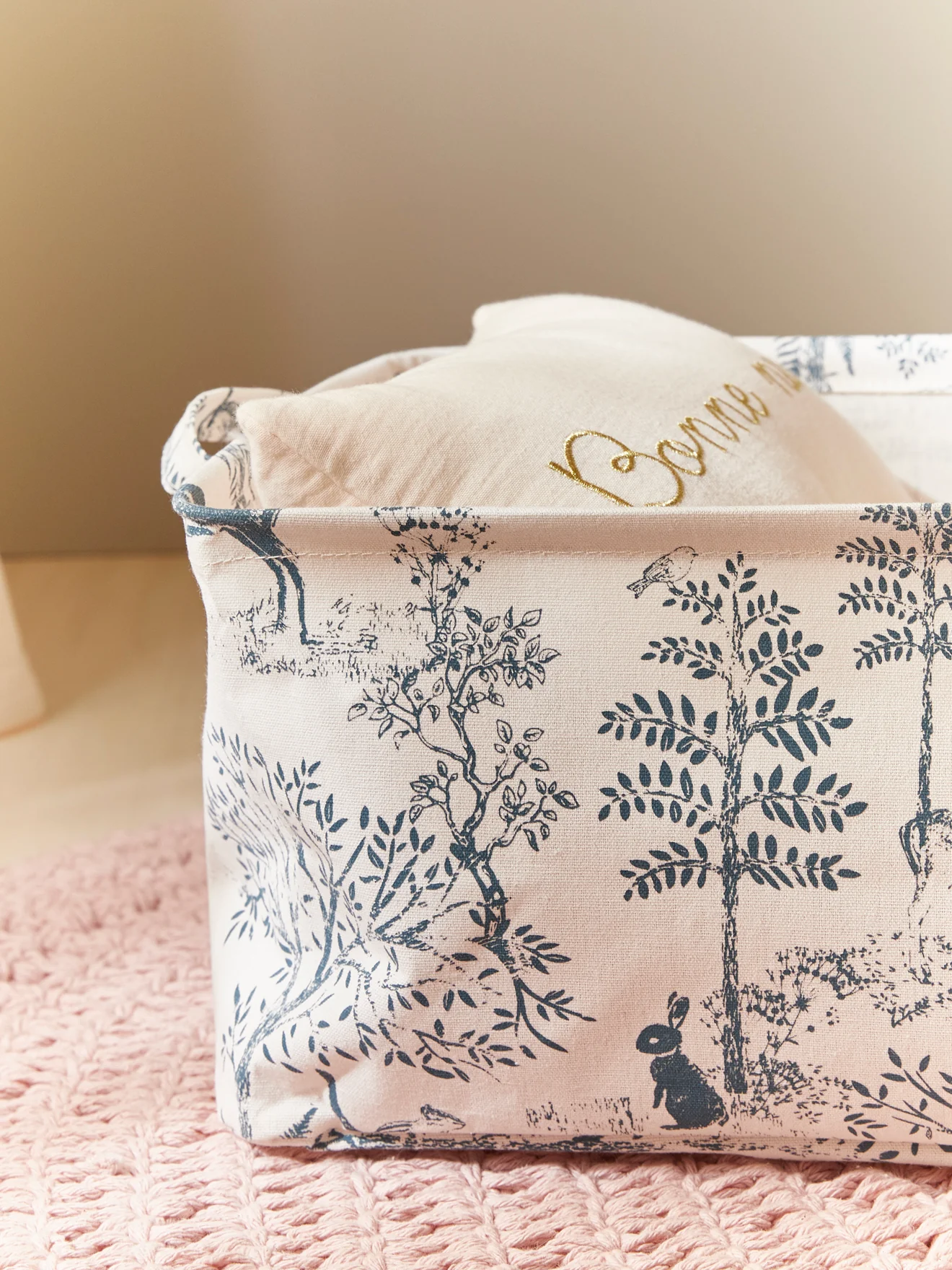 Bac de rangement rectangle esprit toile de Jouy - Image 3