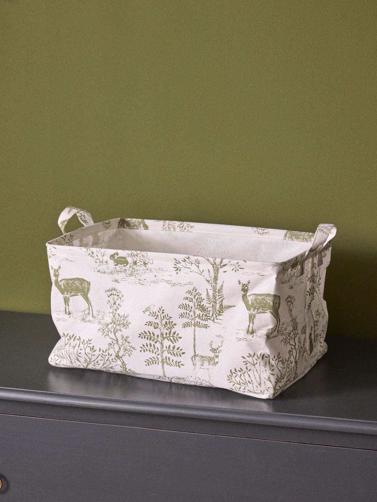 Bac de rangement rectangle esprit toile de Jouy