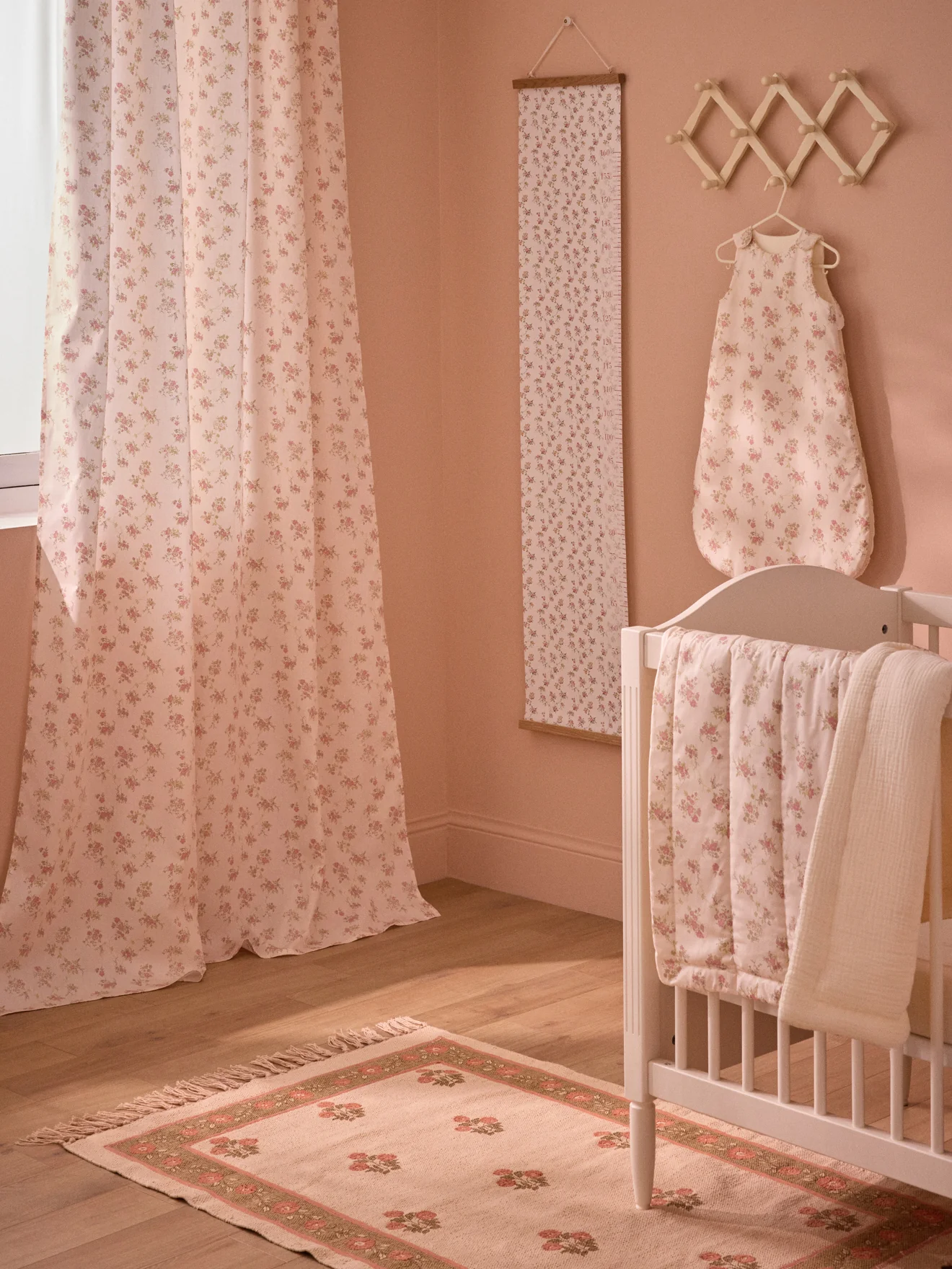 Rideau voilage percale de coton imprimé Fleurs Rose - Image 4