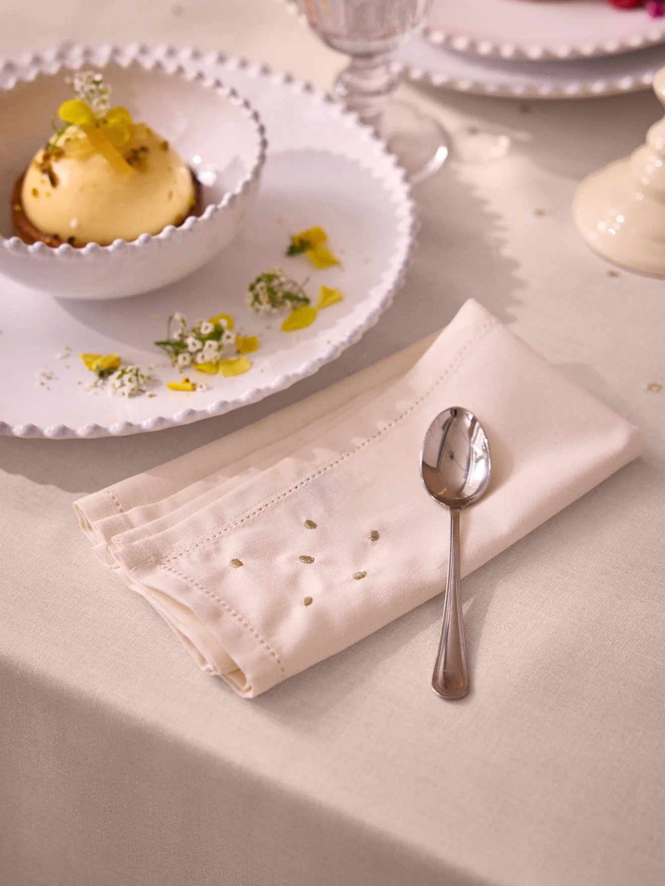 Serviettes de table coton aspect lin par lot de 4 - Image 3