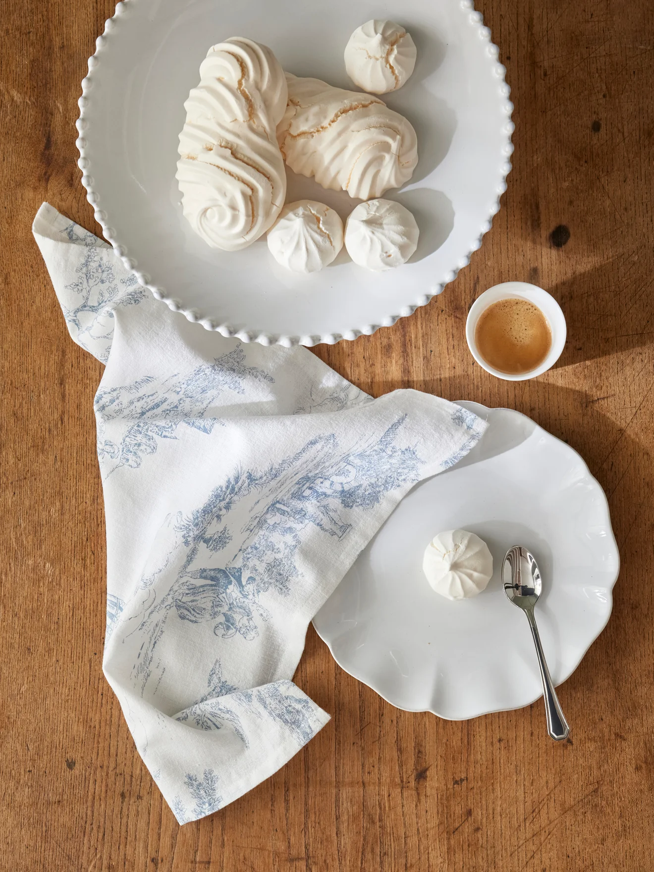 Serviette de table esprit jouy en coton tramé par lot de 4