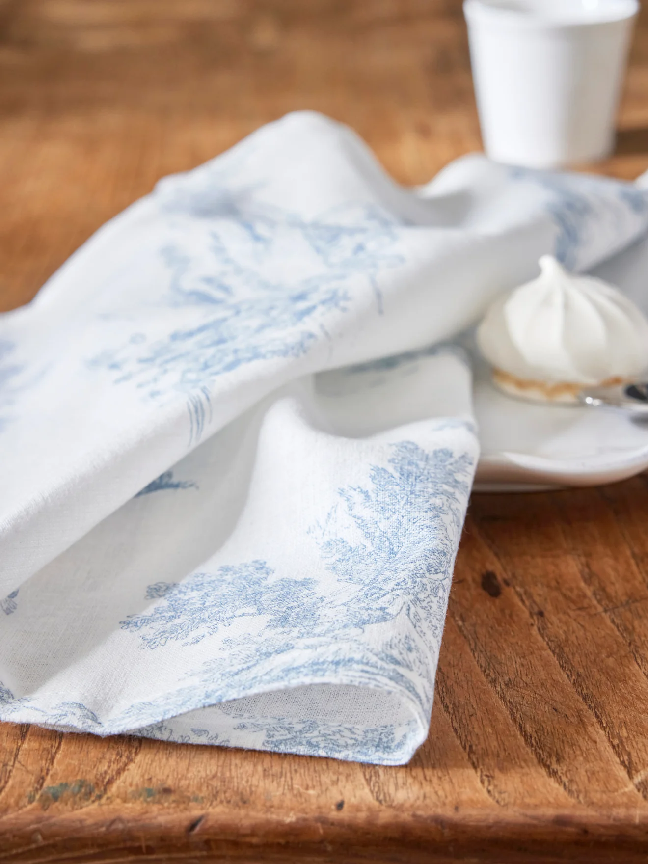 Serviette de table esprit jouy en coton tramé par lot de 4 - Image 3