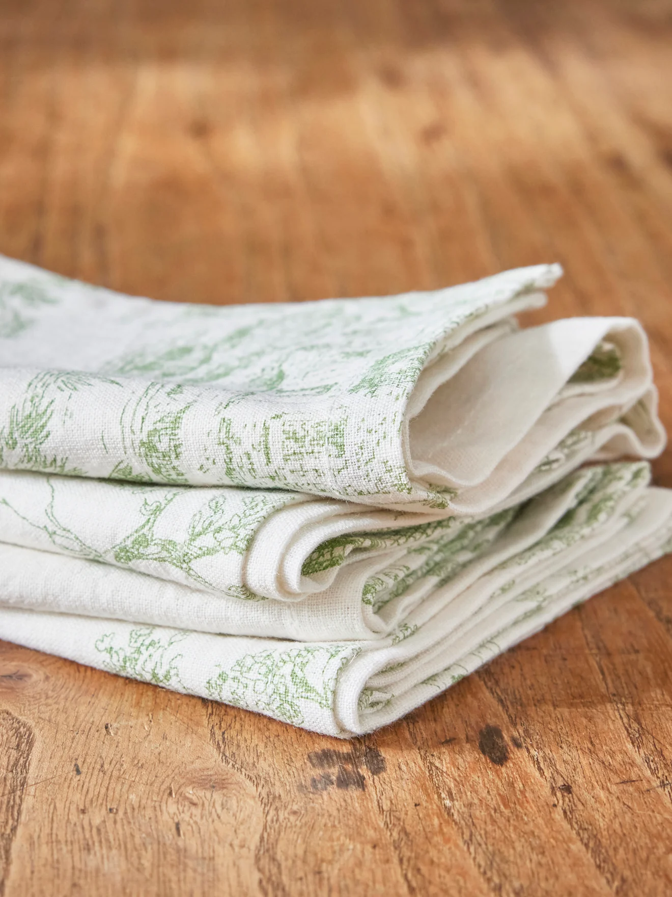 Serviette de table esprit jouy en coton tramé par lot de 4 - Image 4