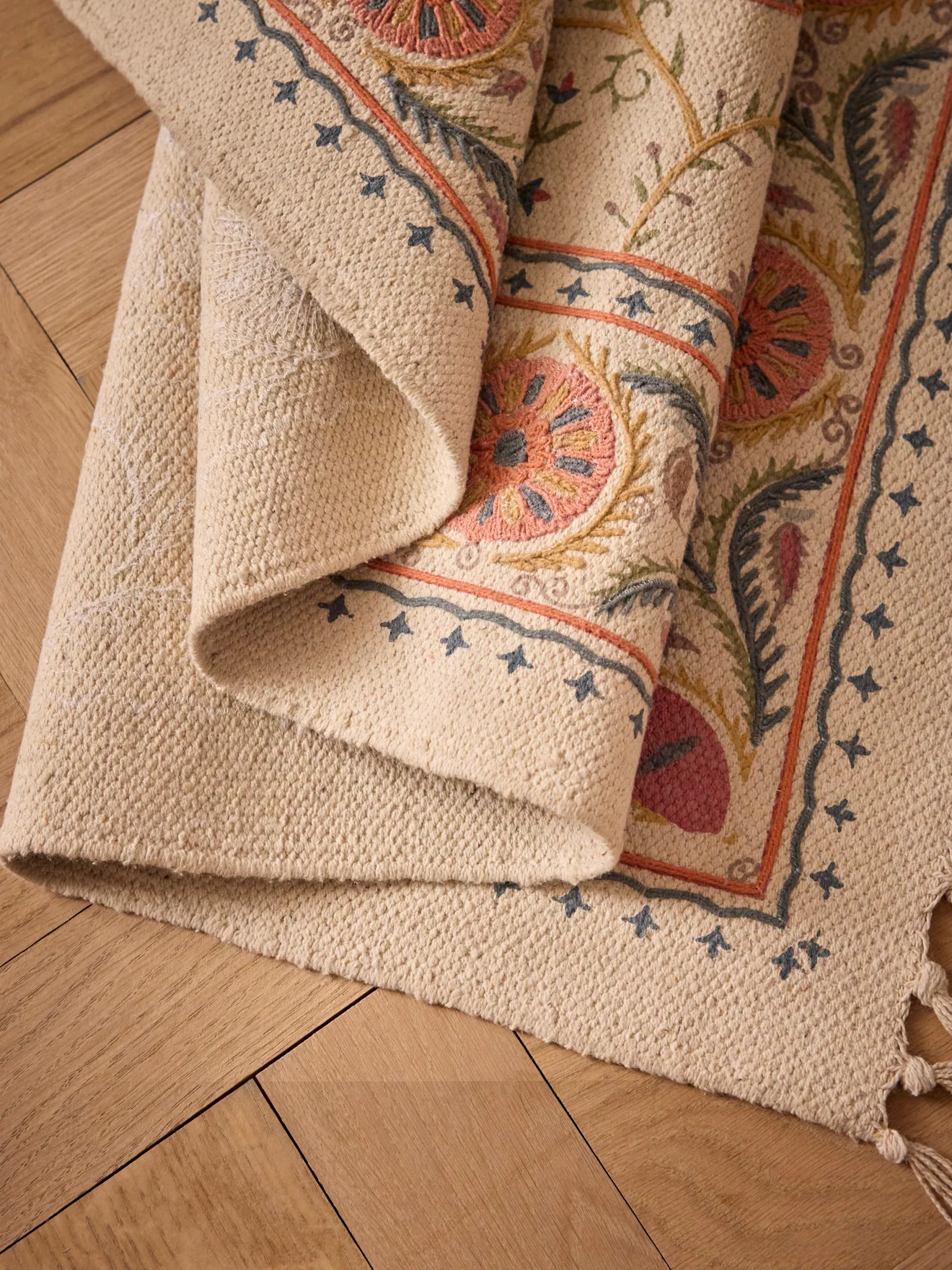 Tapis en coton brodé Flore - XL - Image 5