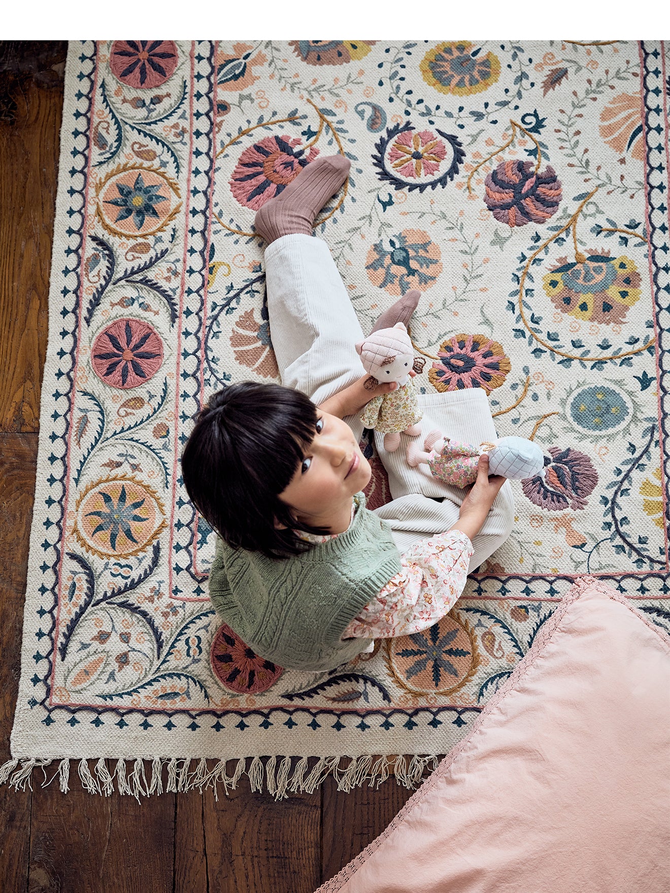 Tapis en coton brodé Flore - XS - Image 7